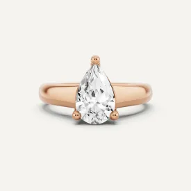 1 1/2 ctw Pear Diamond Wide Shank Trellis Solitaire Engagement Ring