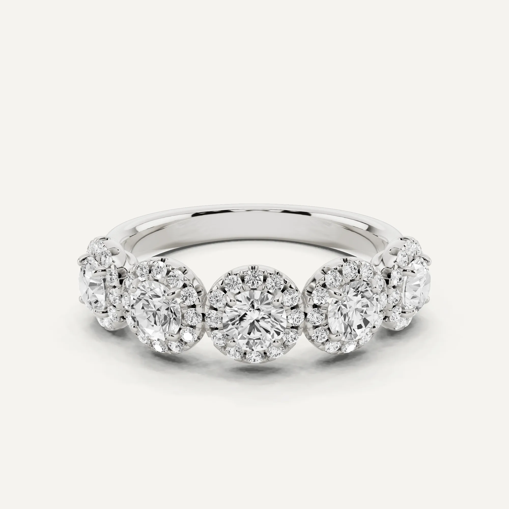 1 1/3 ctw Round Diamond Five Stone Halo Fashion Band