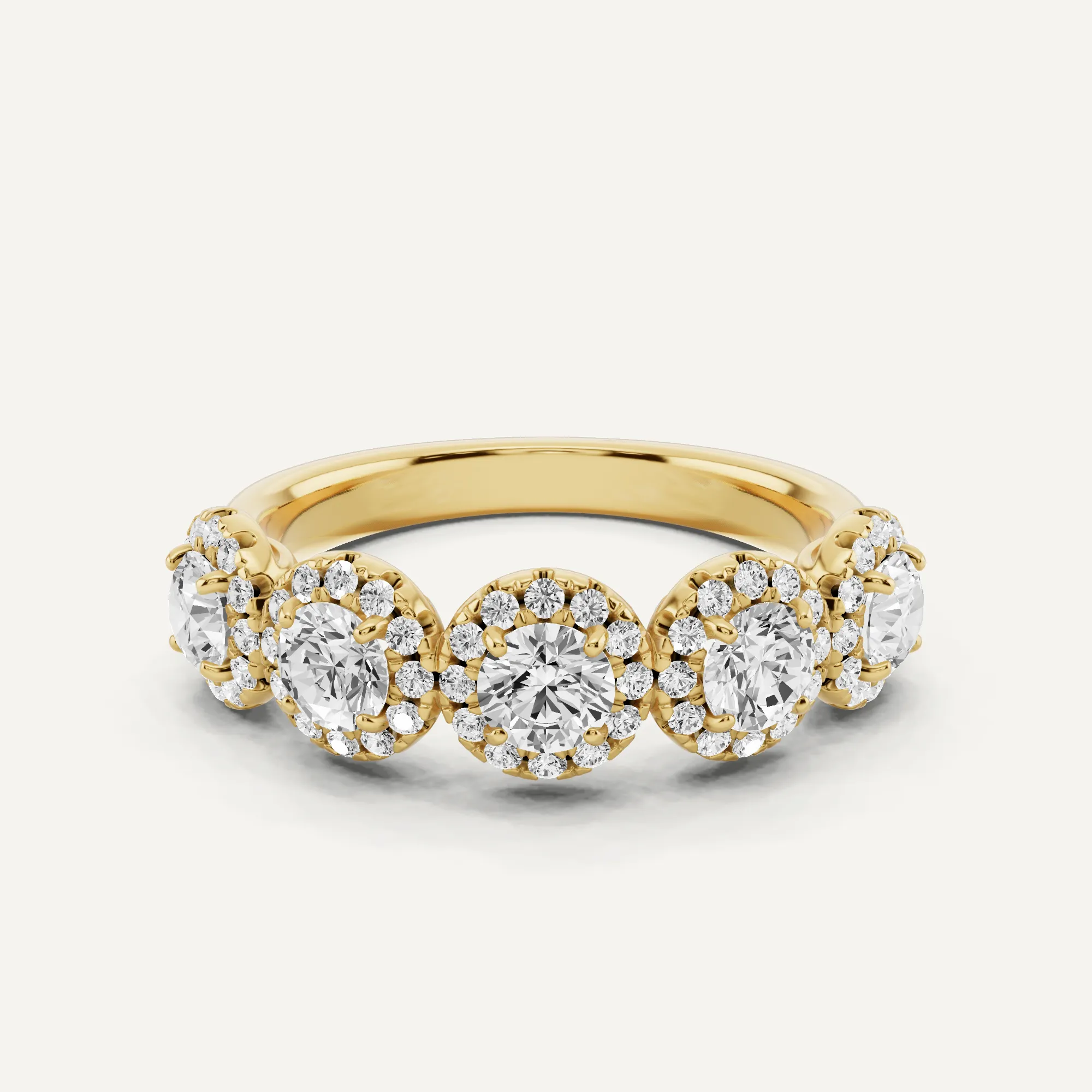 1 1/3 ctw Round Diamond Five Stone Halo Fashion Band