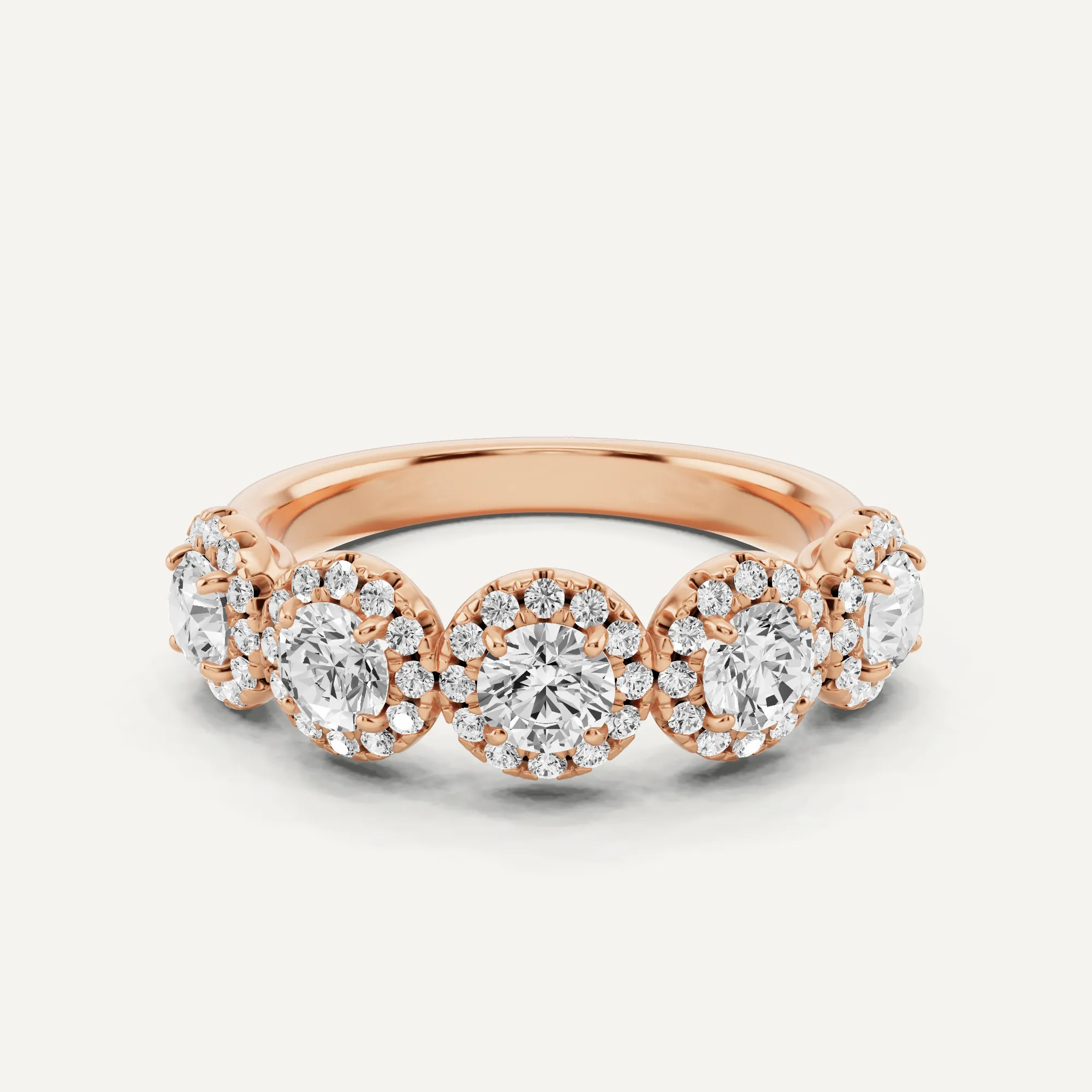 1 1/3 ctw Round Diamond Five Stone Halo Fashion Band