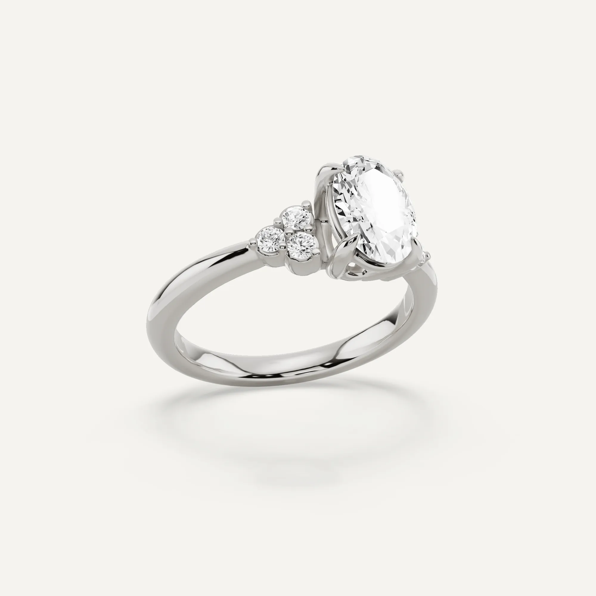 1 1/6 ctw Oval Diamond Side Stone Engagement Ring