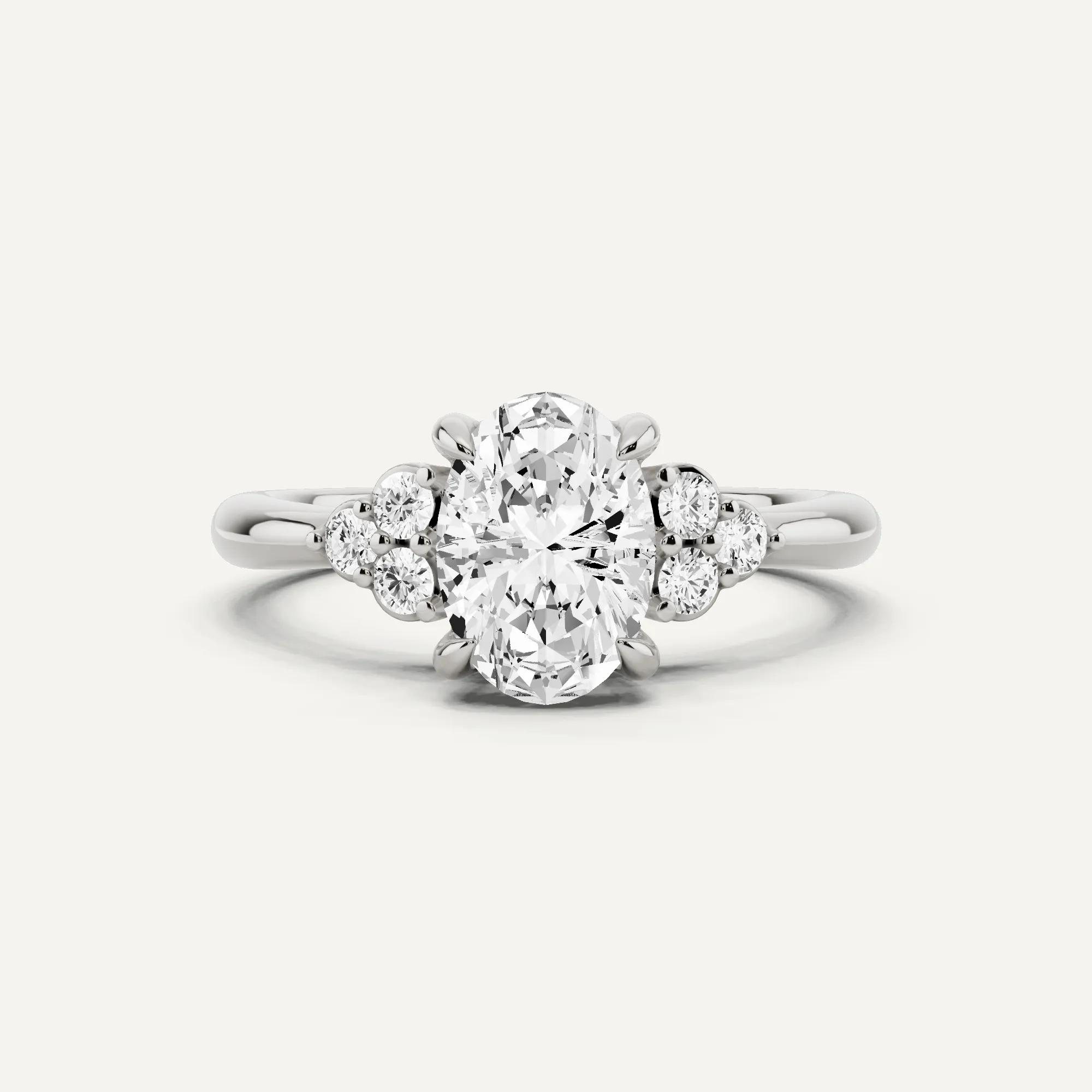 1 1/6 ctw Oval Diamond Side Stone Engagement Ring