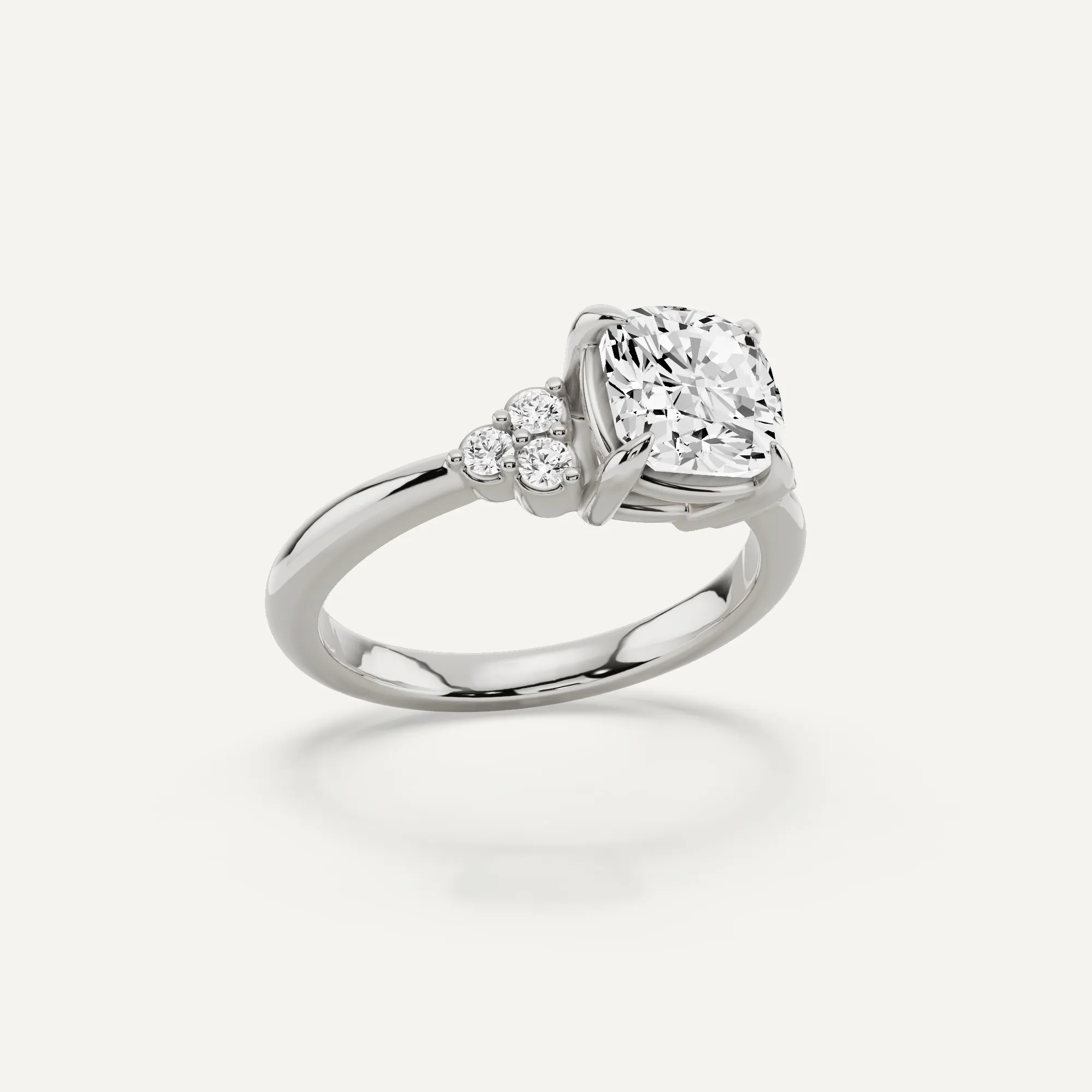 1 2/3 ctw Cushion Diamond Side Stone Engagement Ring