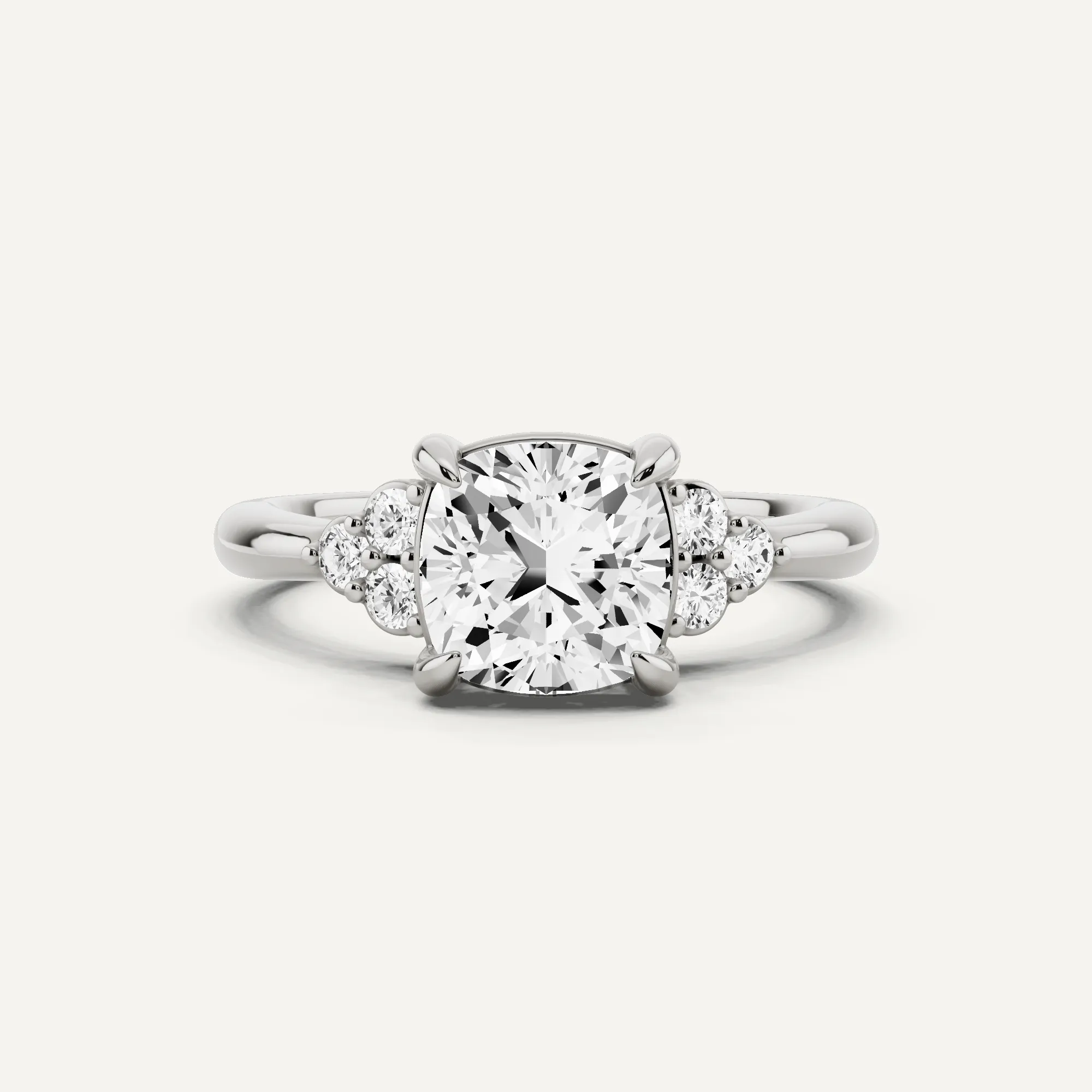 1 2/3 ctw Cushion Diamond Side Stone Engagement Ring