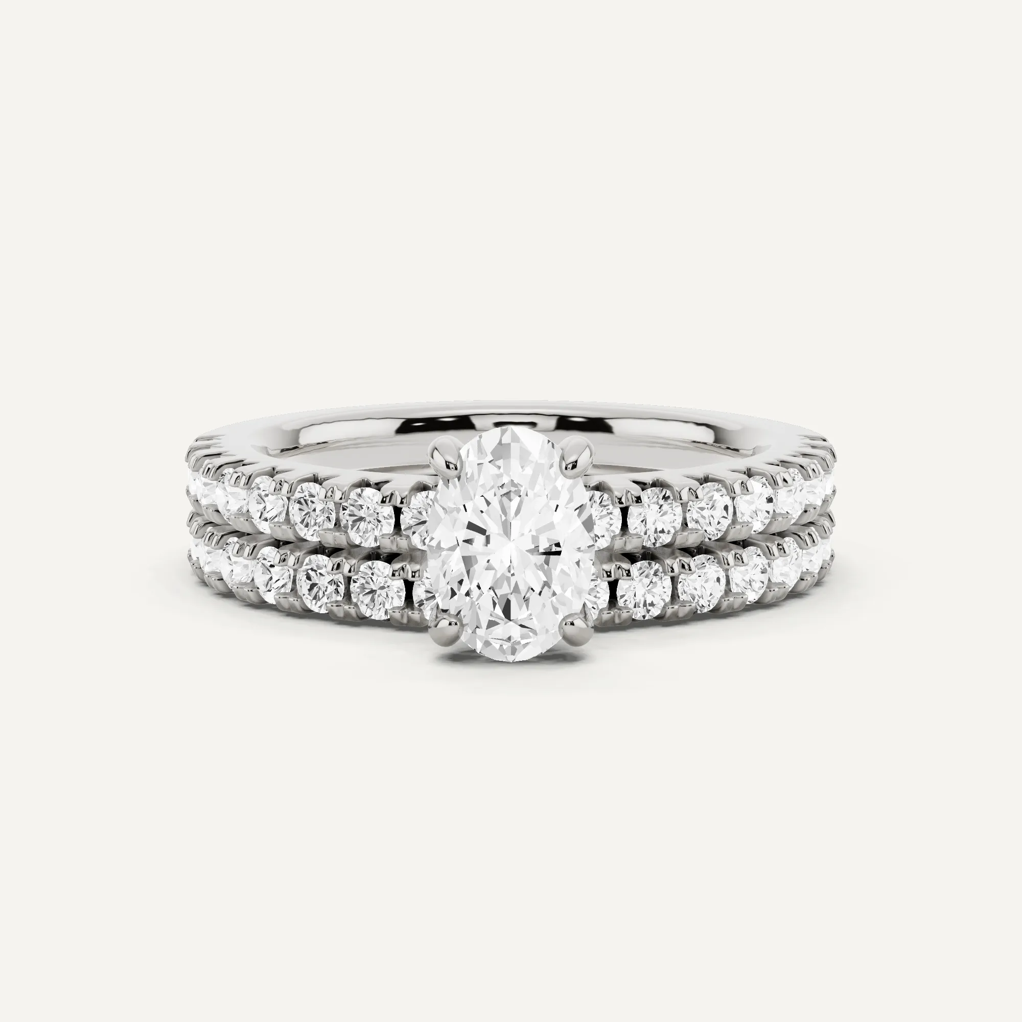 1 2/3 ctw Oval Diamond Side Stone Bridal Set