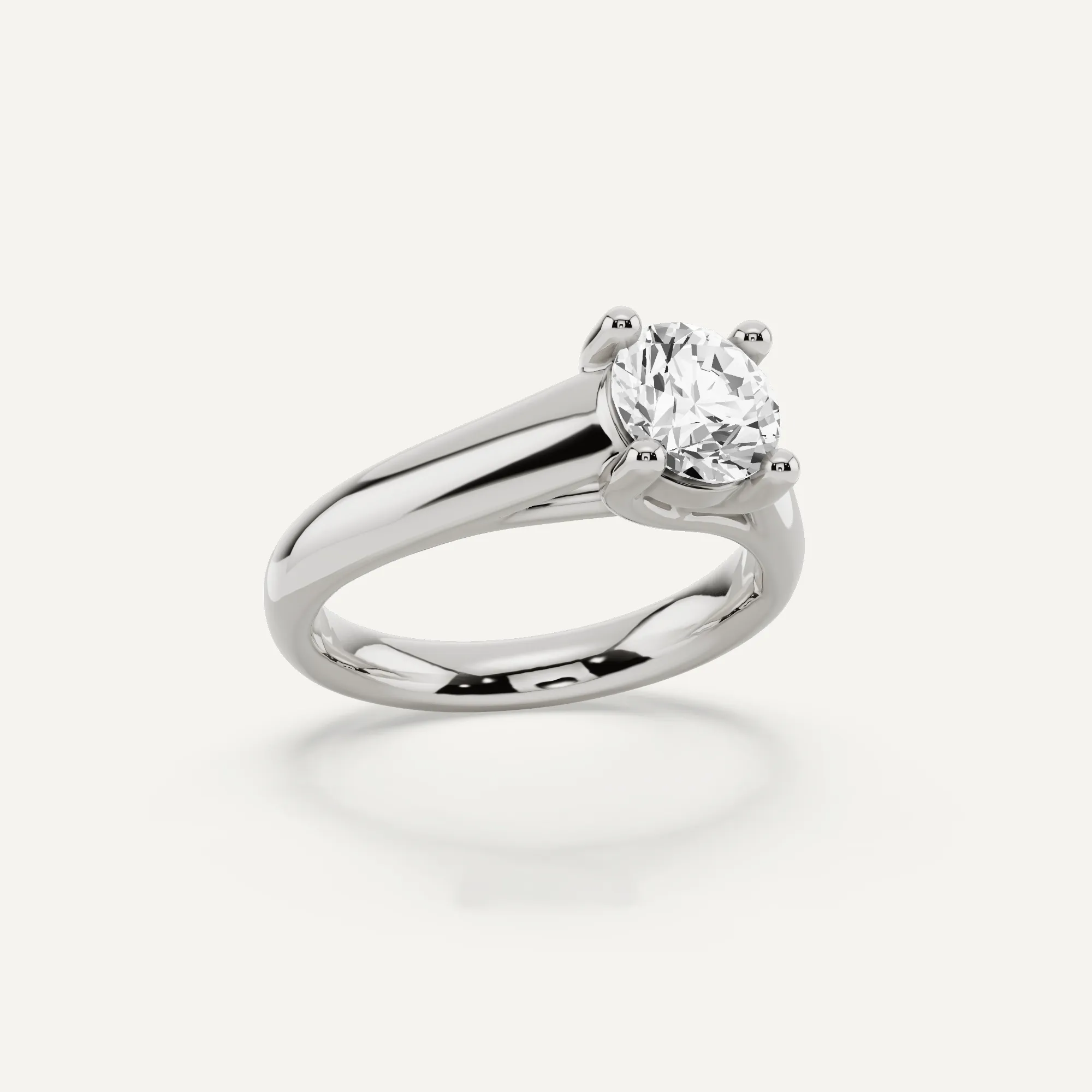 1 ctw Round Diamond Wide Shank Trellis Solitaire Engagement Ring