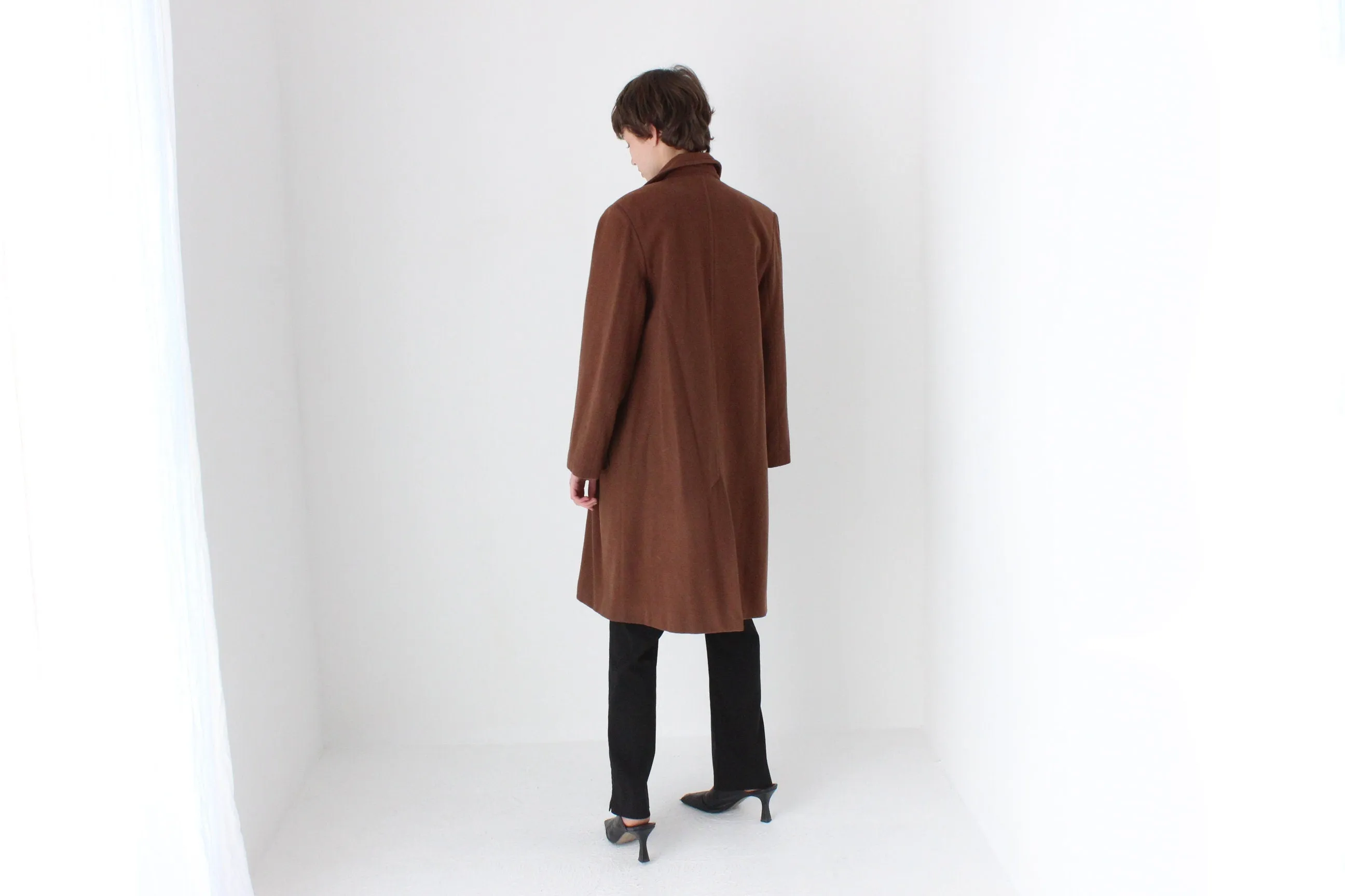 70s Chocolate Wool & Cashmere Coat