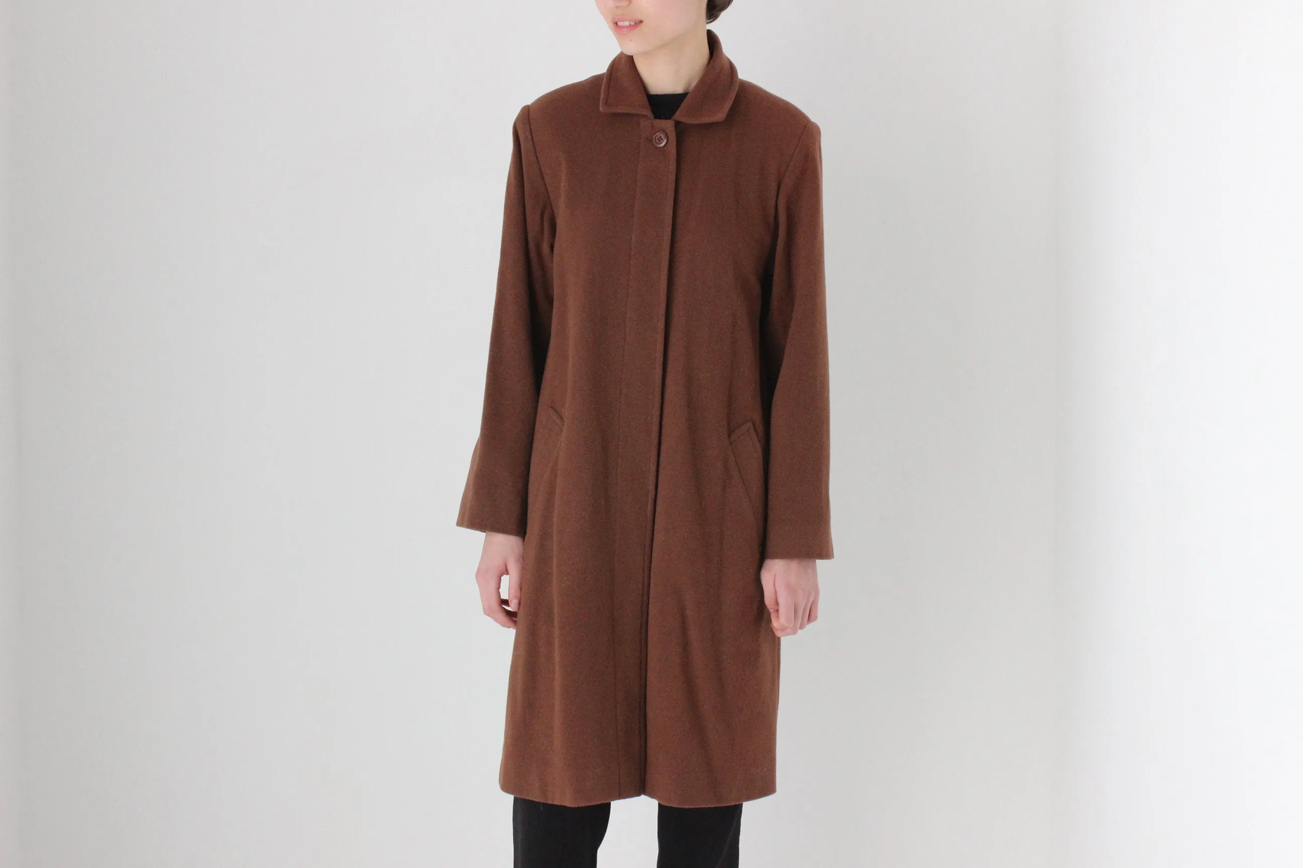 70s Chocolate Wool & Cashmere Coat