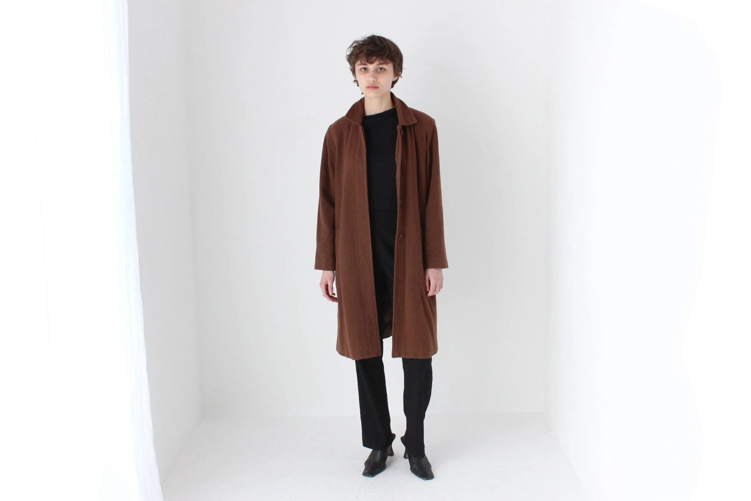 70s Chocolate Wool & Cashmere Coat