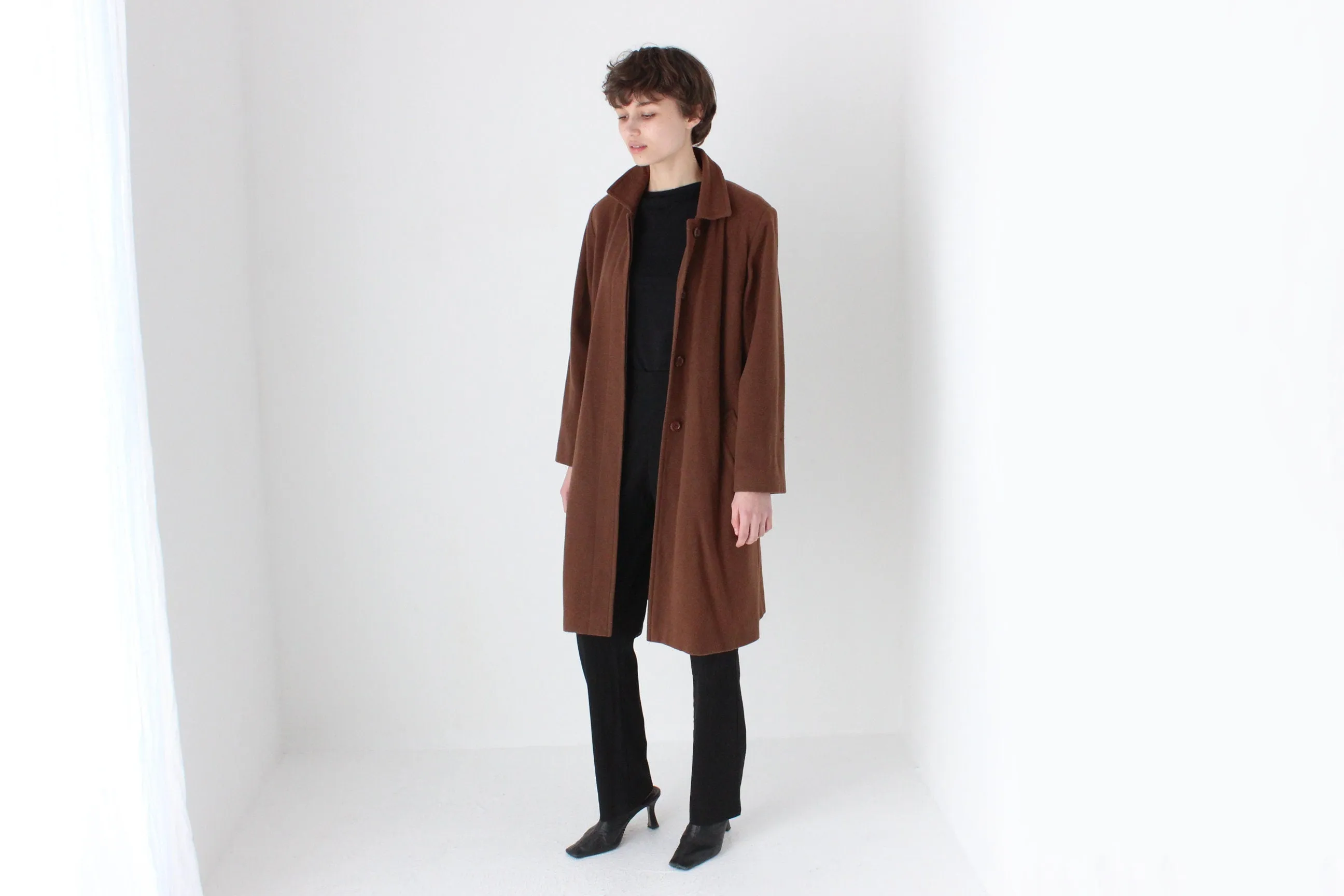 70s Chocolate Wool & Cashmere Coat