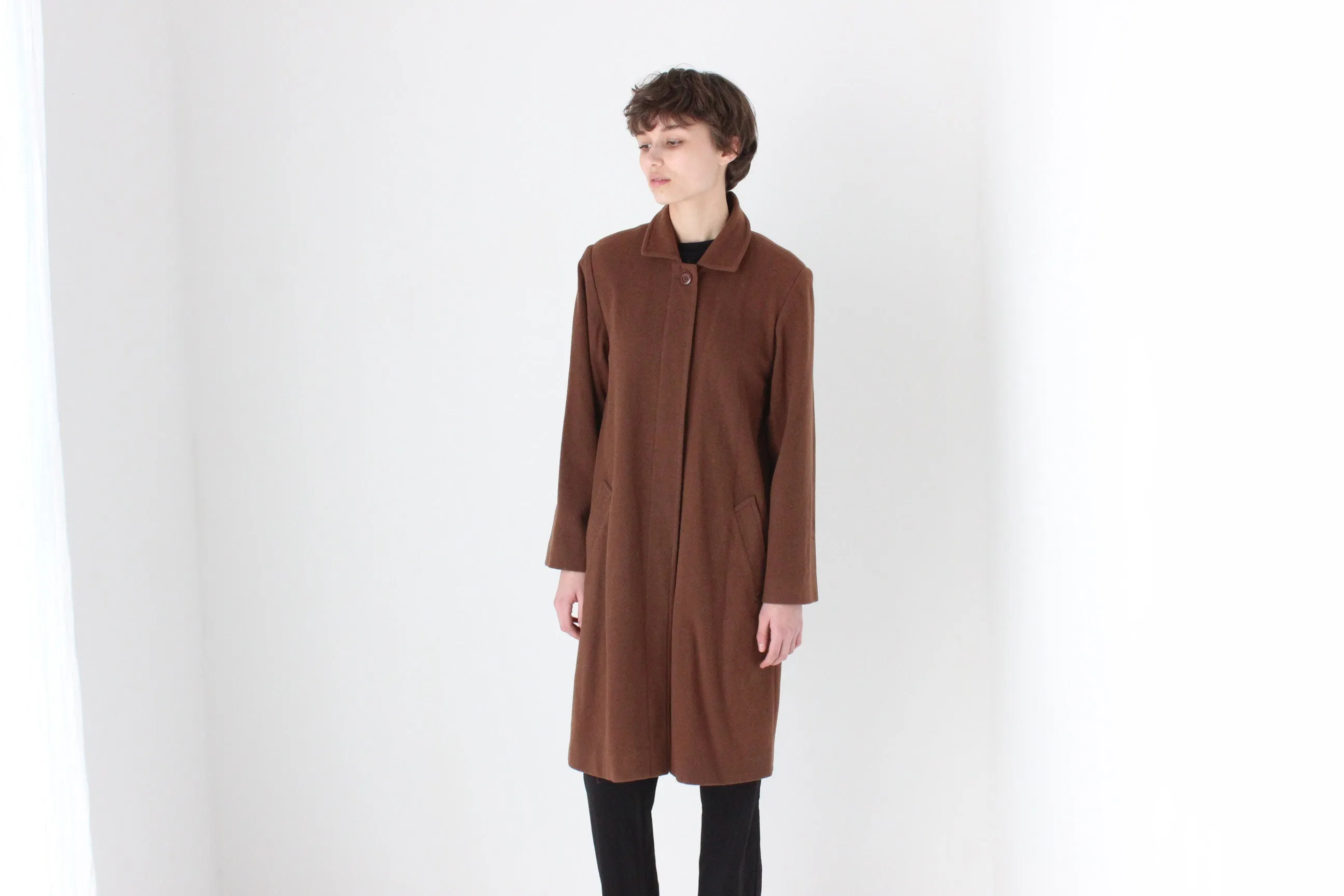 70s Chocolate Wool & Cashmere Coat