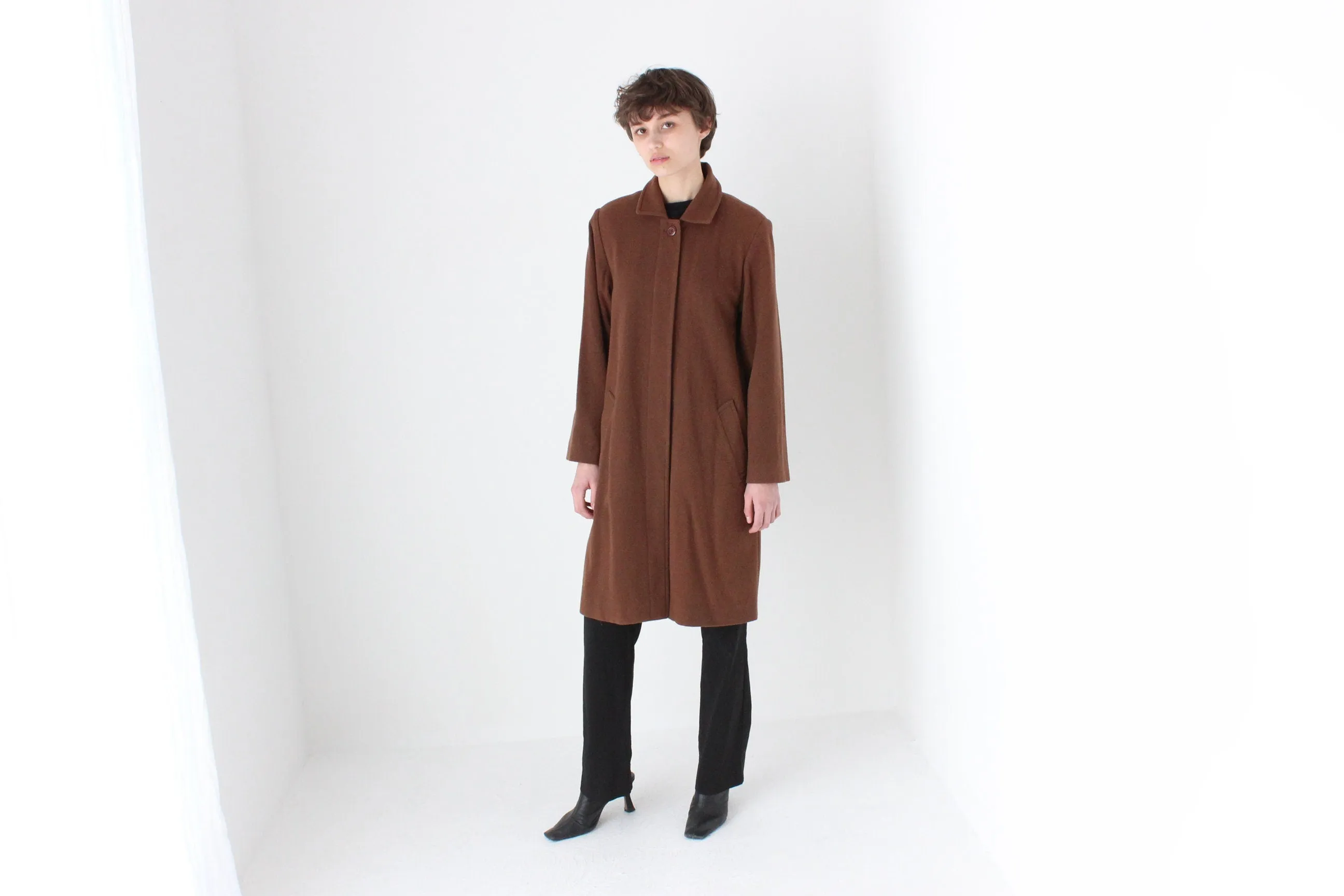 70s Chocolate Wool & Cashmere Coat