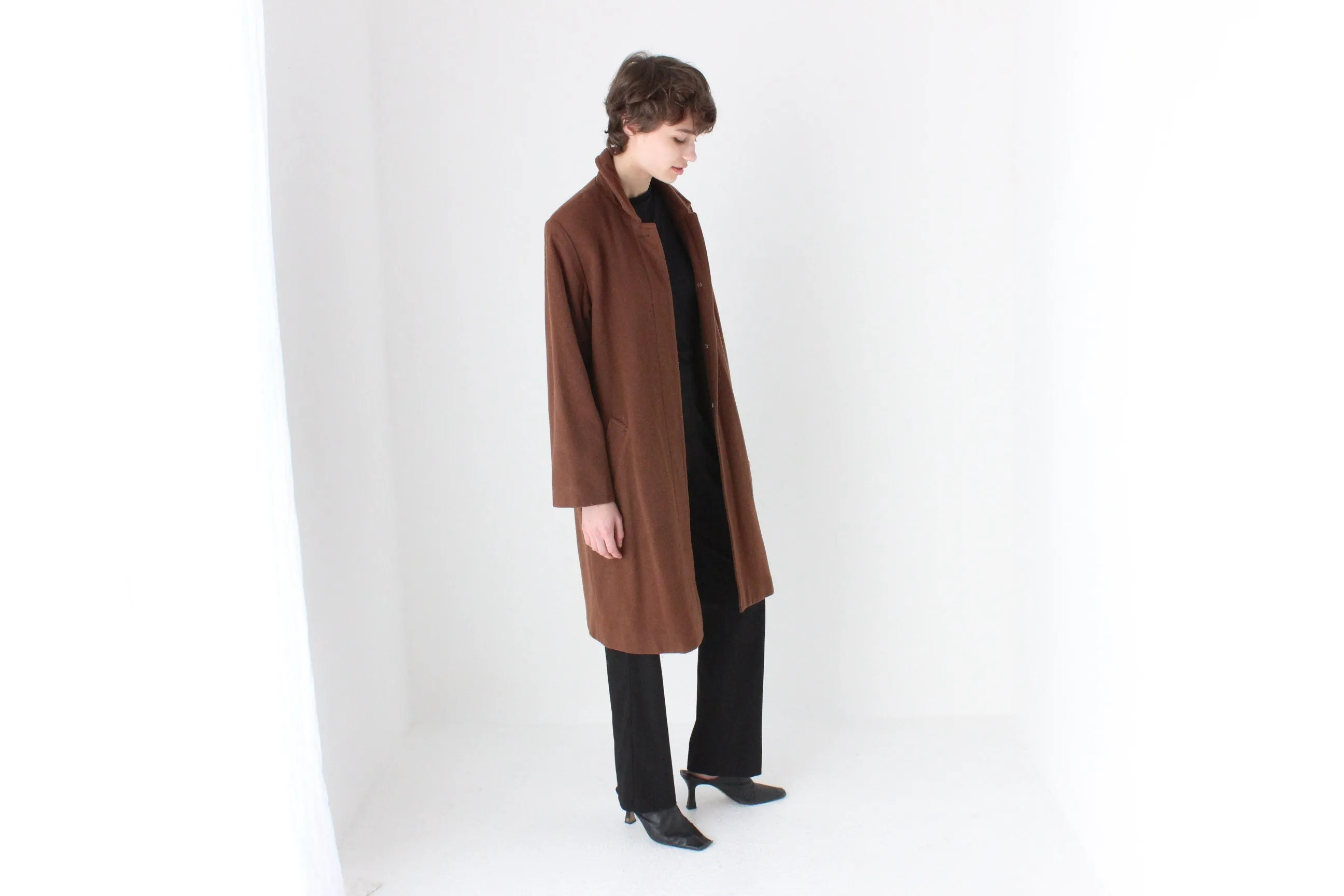 70s Chocolate Wool & Cashmere Coat