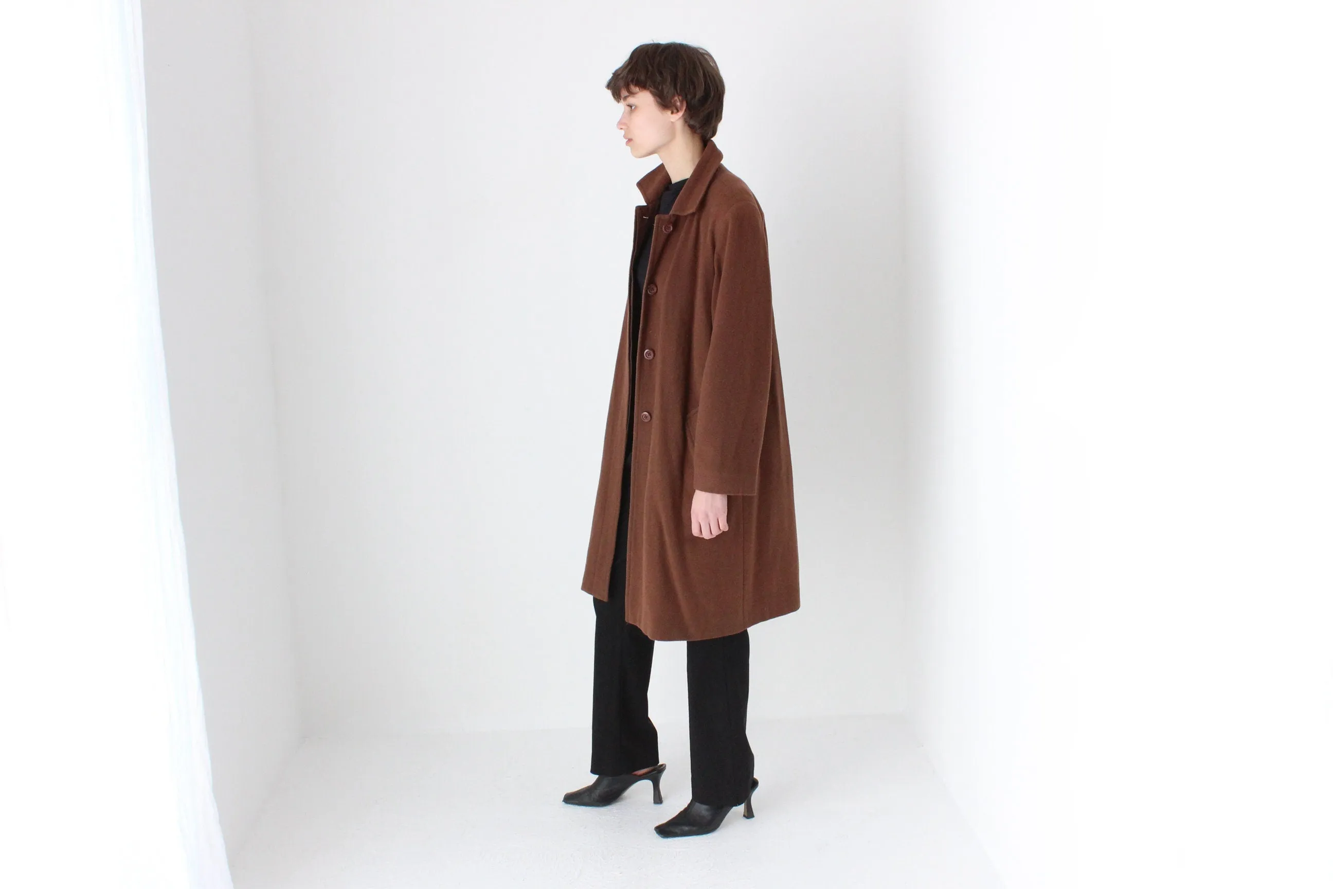 70s Chocolate Wool & Cashmere Coat