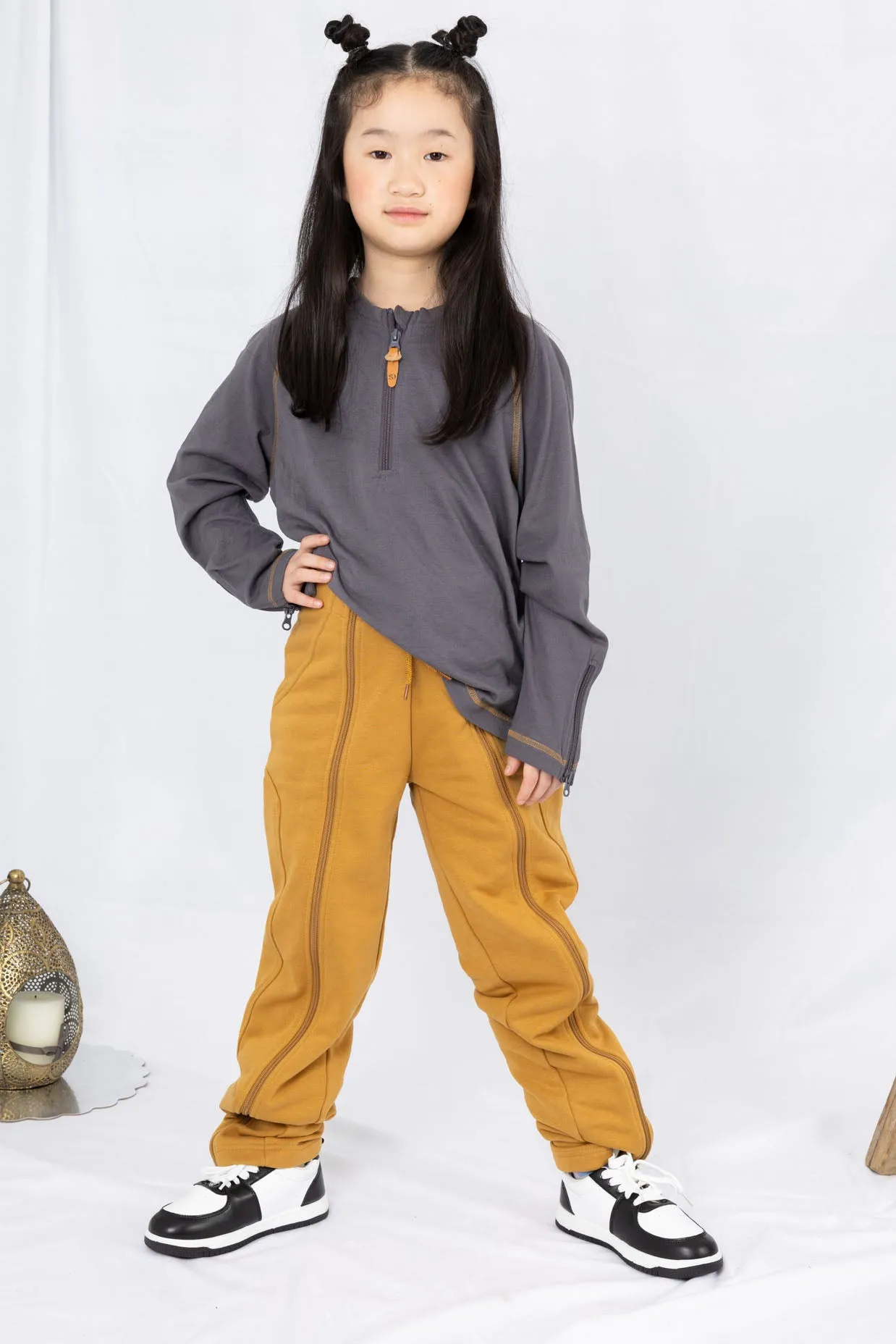 Adaptive Kids Sweatpants with Full-Leg Zippers for Easy Undressing