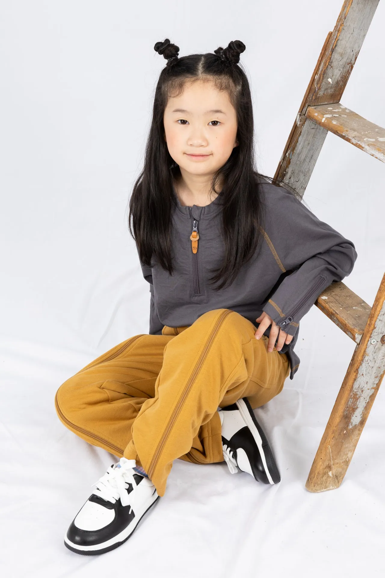 Adaptive Kids Sweatpants with Full-Leg Zippers for Easy Undressing