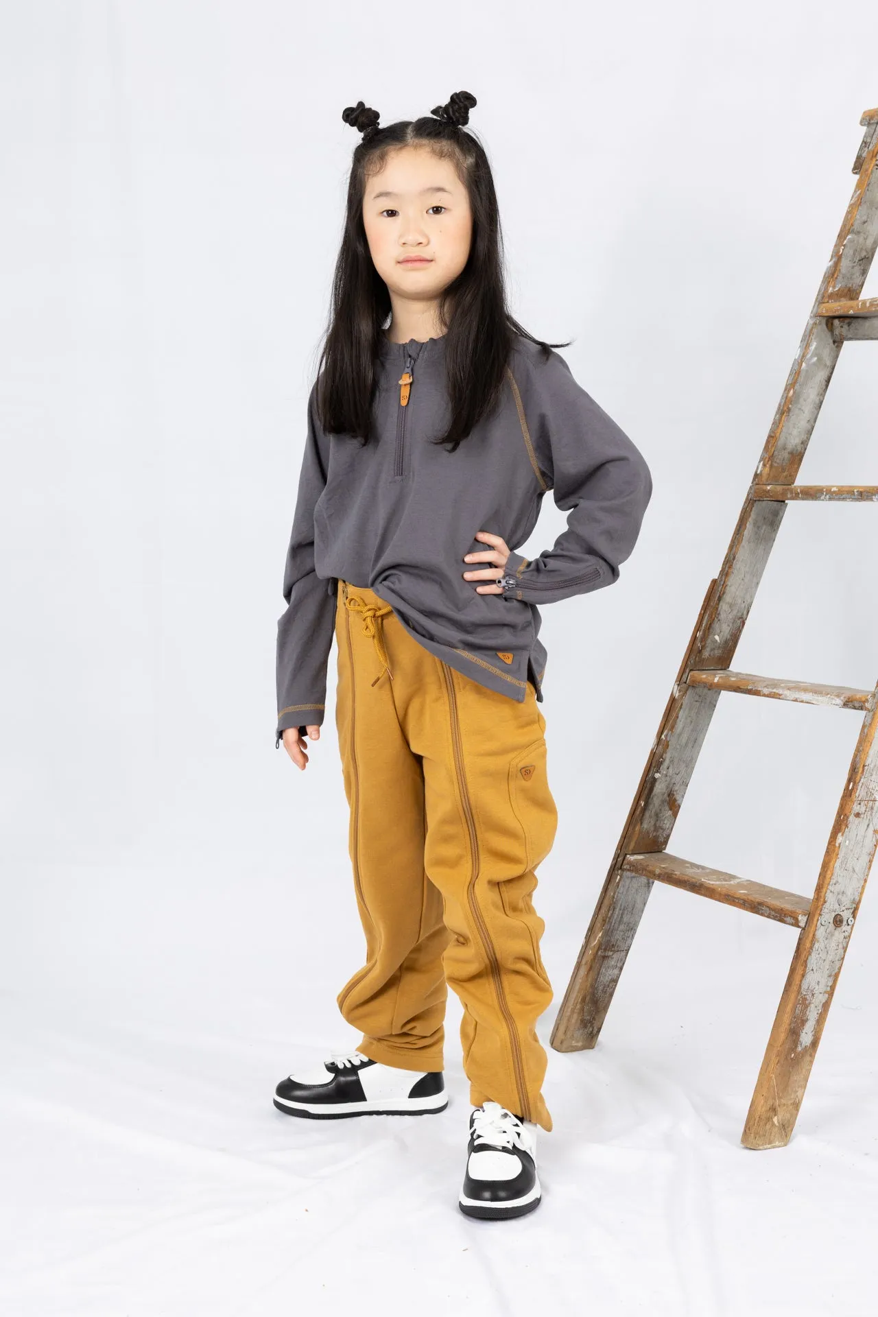 Adaptive Kids Sweatpants with Full-Leg Zippers for Easy Undressing