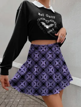 Alt Bat Plaid Pleated Skirt