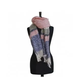 Anna Chunky Stripe Knit Scarf Pink