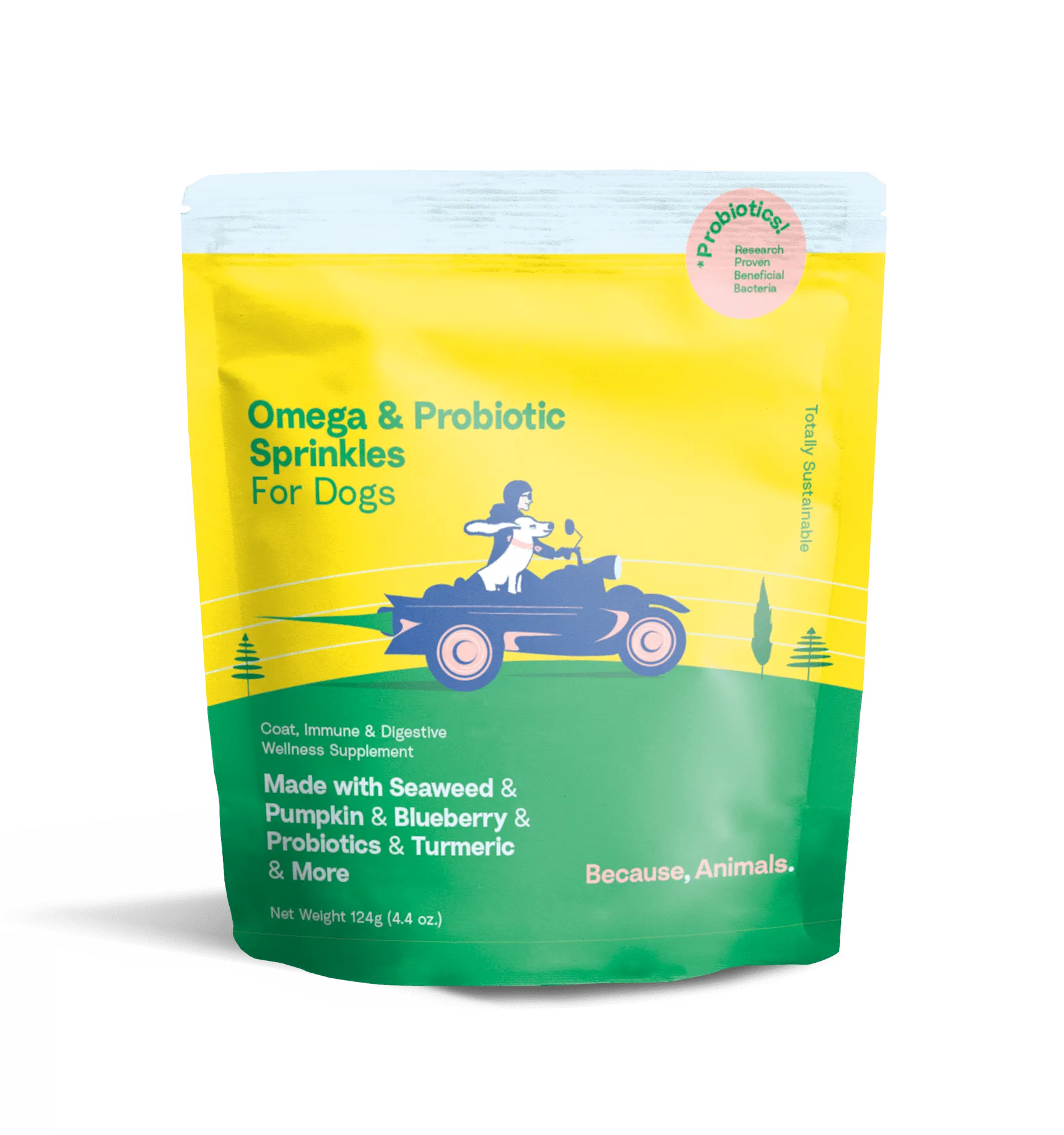 Because Animal Omega & Probiotic Sprinkles Dog Supplements 4.4oz