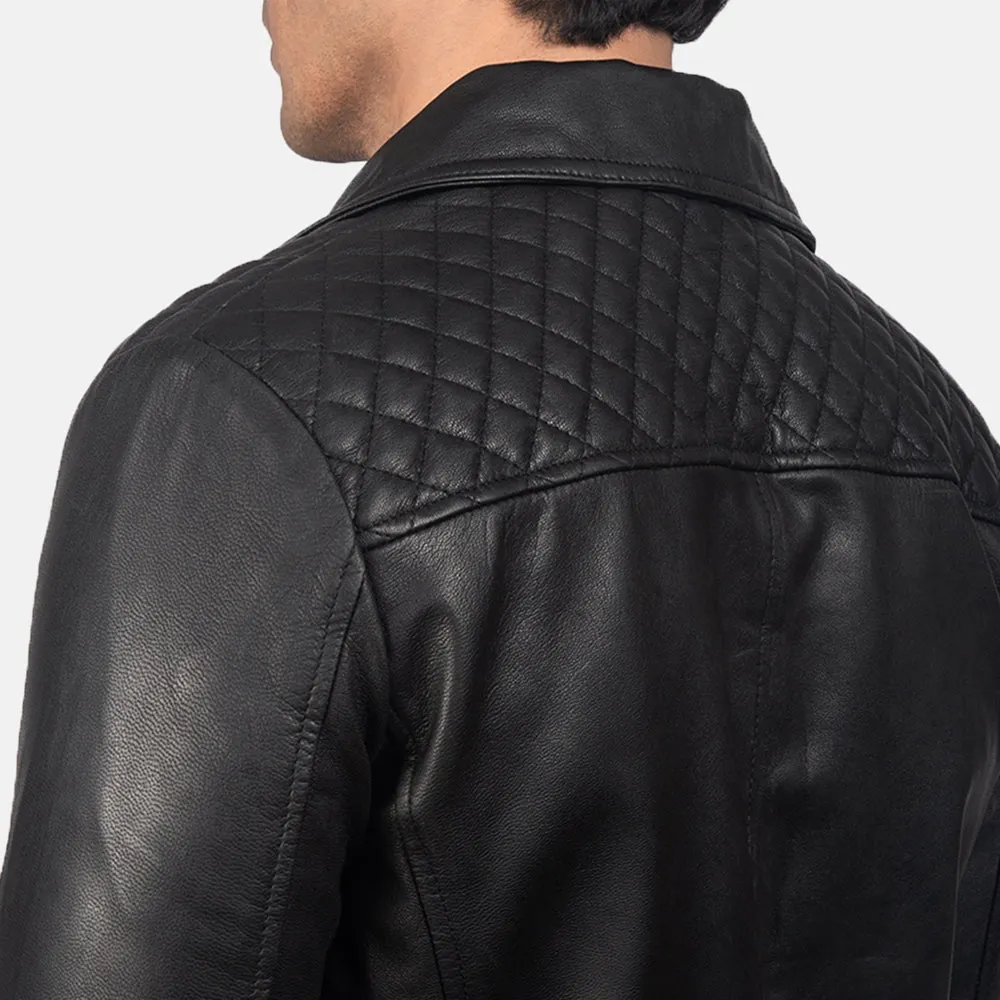 BIKER-1417 MUSH Quilted Black Leather Biker Jacket