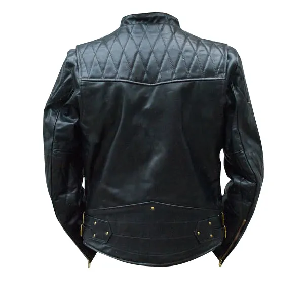 Brandford's Biker style leather jacket with quilted stitching details