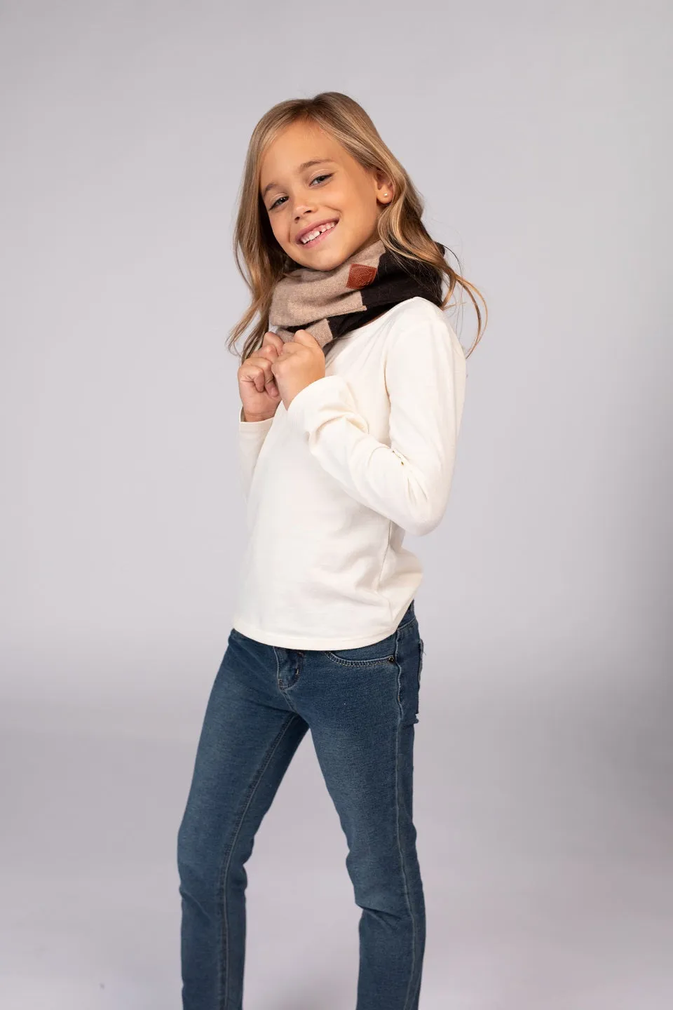 Brown - Cashmere Infinity Scarf for Kids