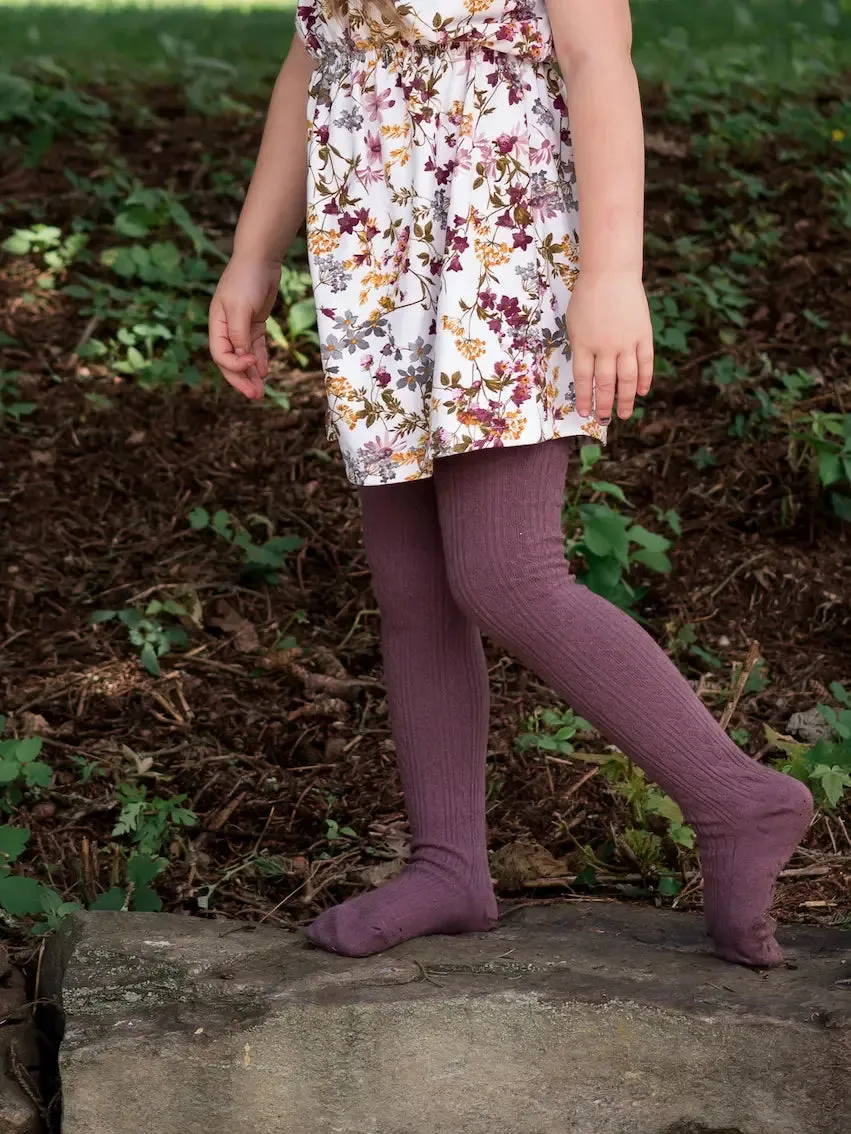 Cable Knit Tights - Dusty Plum