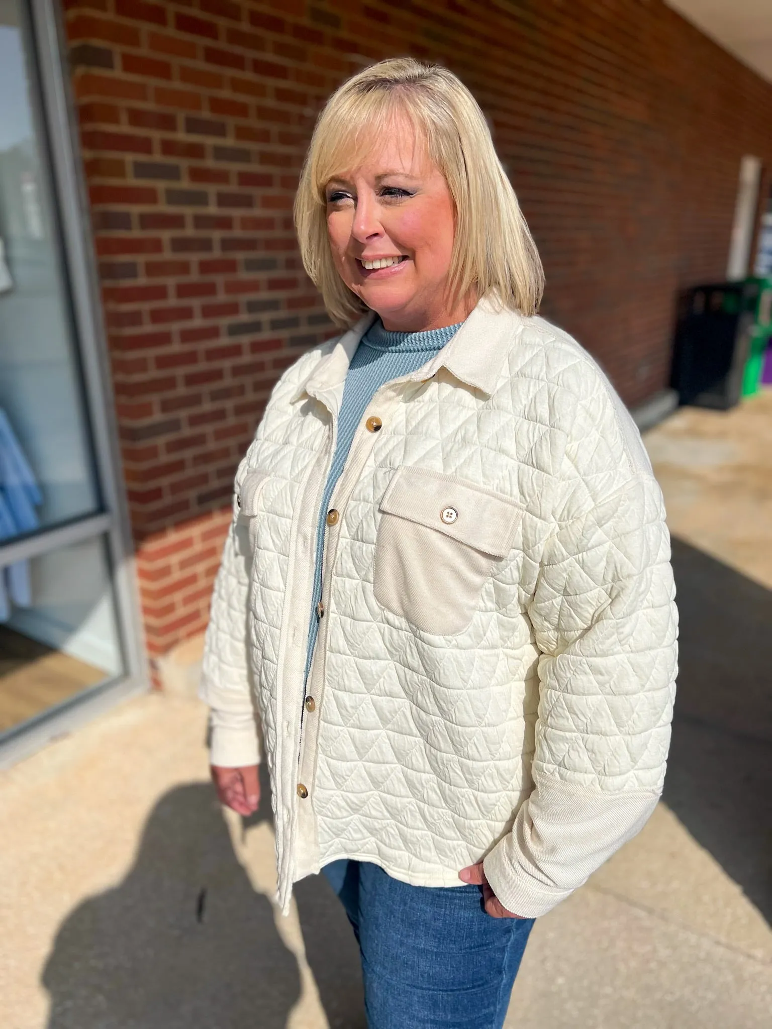 Calling On You Curvy Cream Quilted Shacket