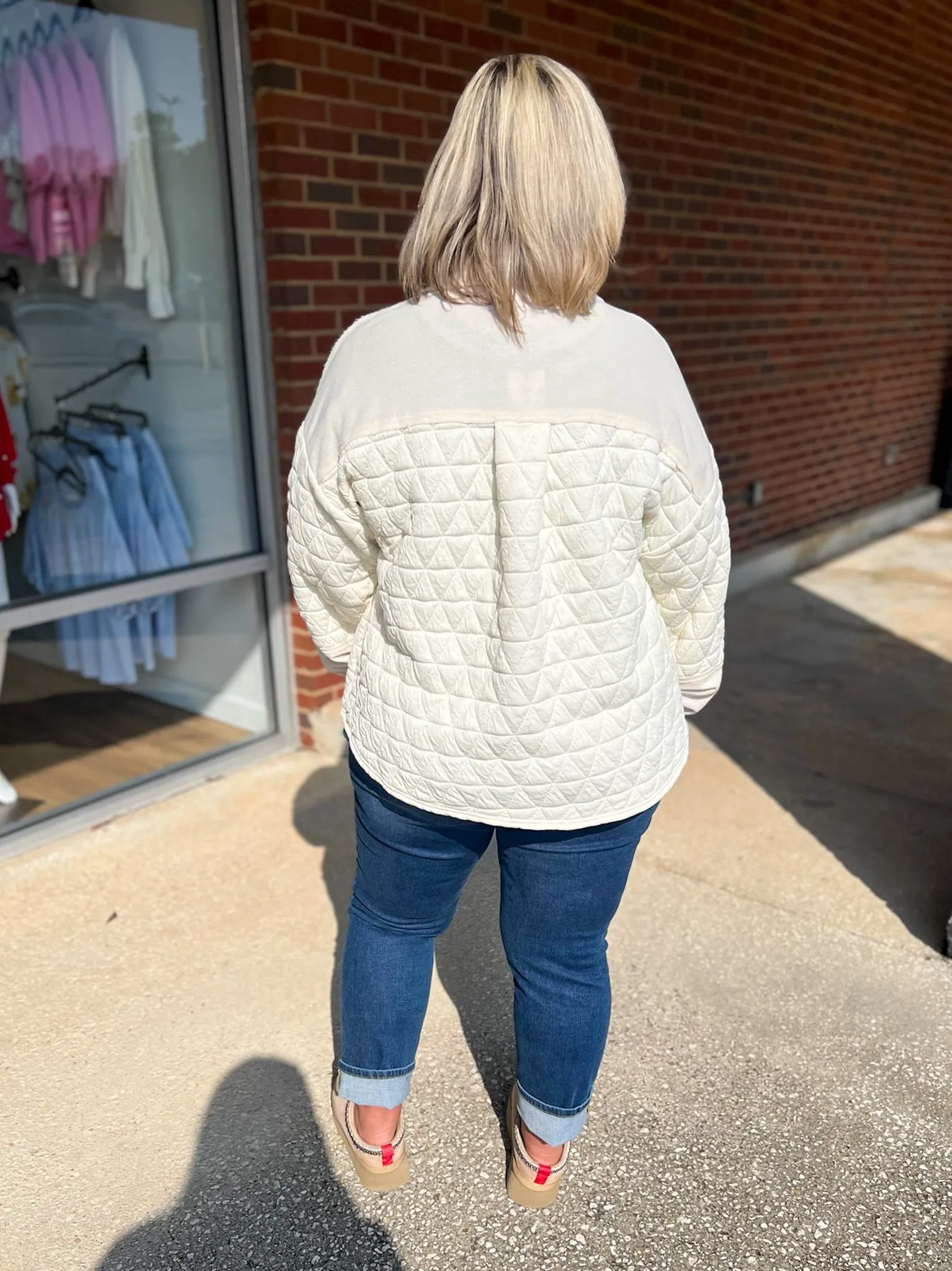 Calling On You Curvy Cream Quilted Shacket