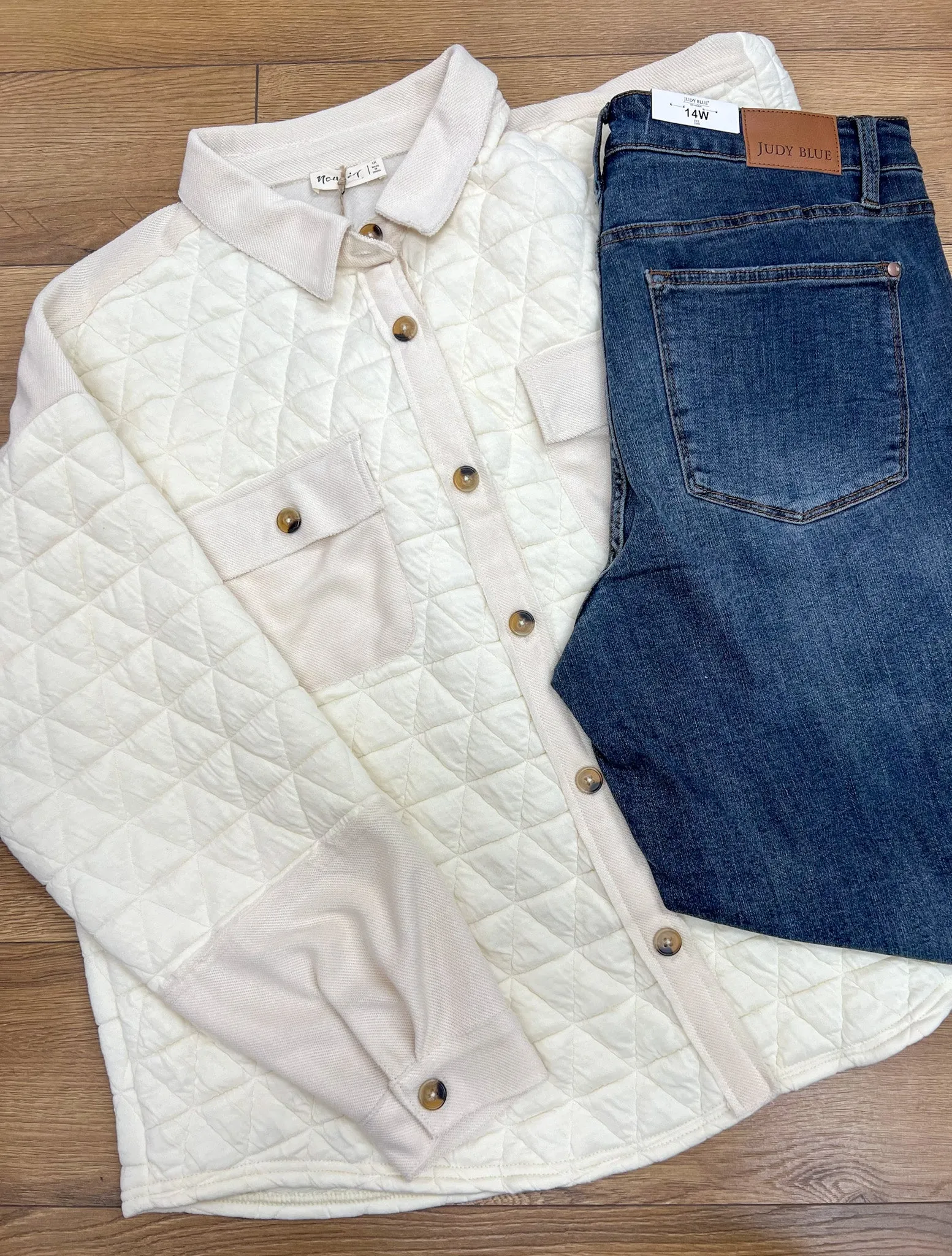 Calling On You Curvy Cream Quilted Shacket