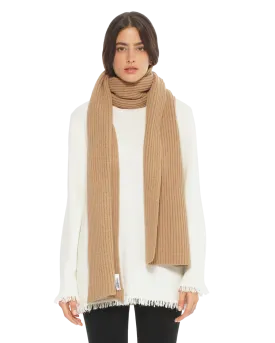 Cashmere & Wool Chunky Ribbed Scarf Camel