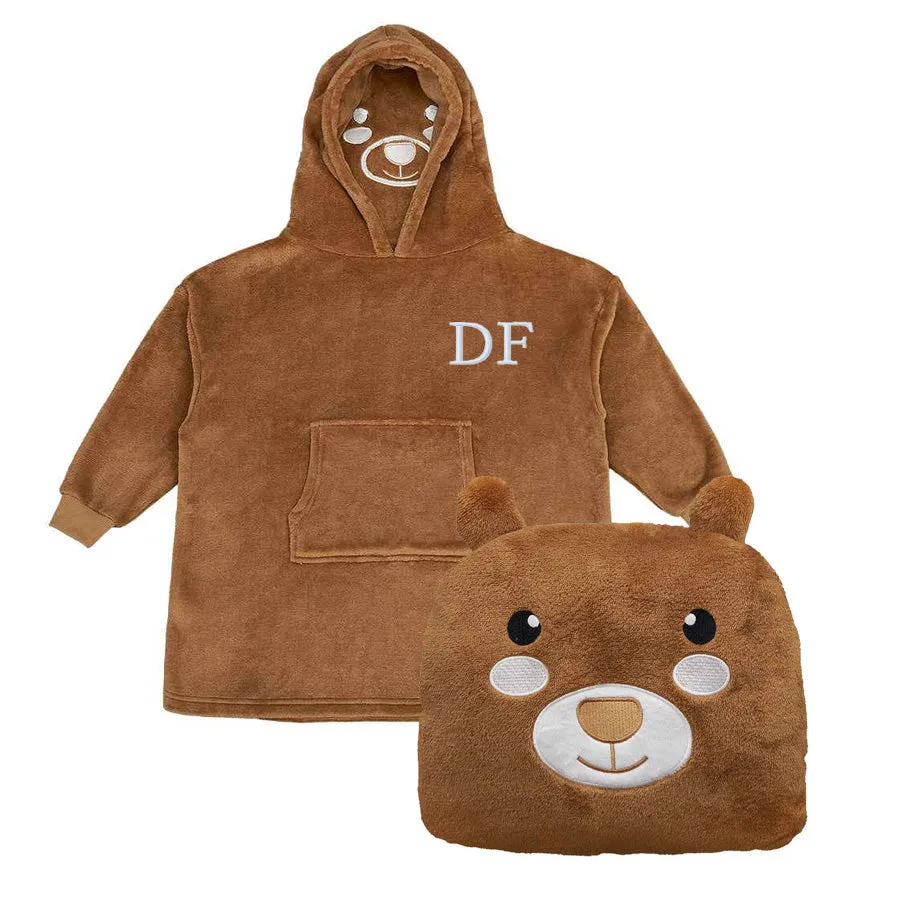 ChangeIn2 Fleece Embroidered Initial Hoodie/Soft Toy