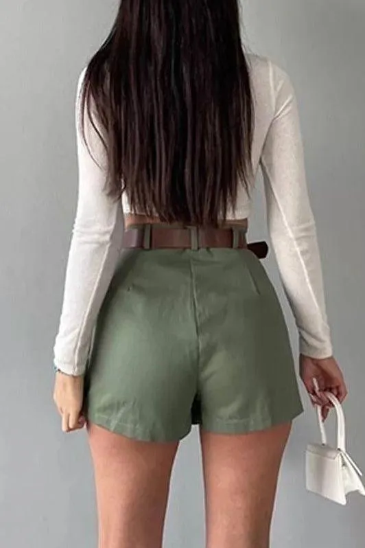 Chic Solid Color Pleated Mini Skirt