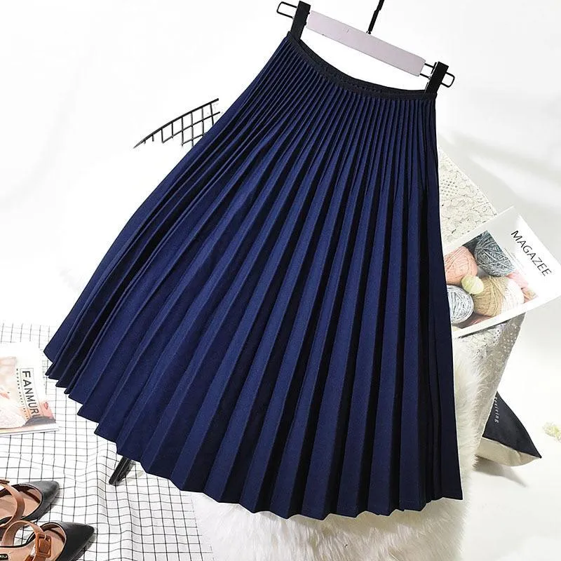 Chic White Pleated Midi Skirt - A Timeless Staple for Style-Conscious Women