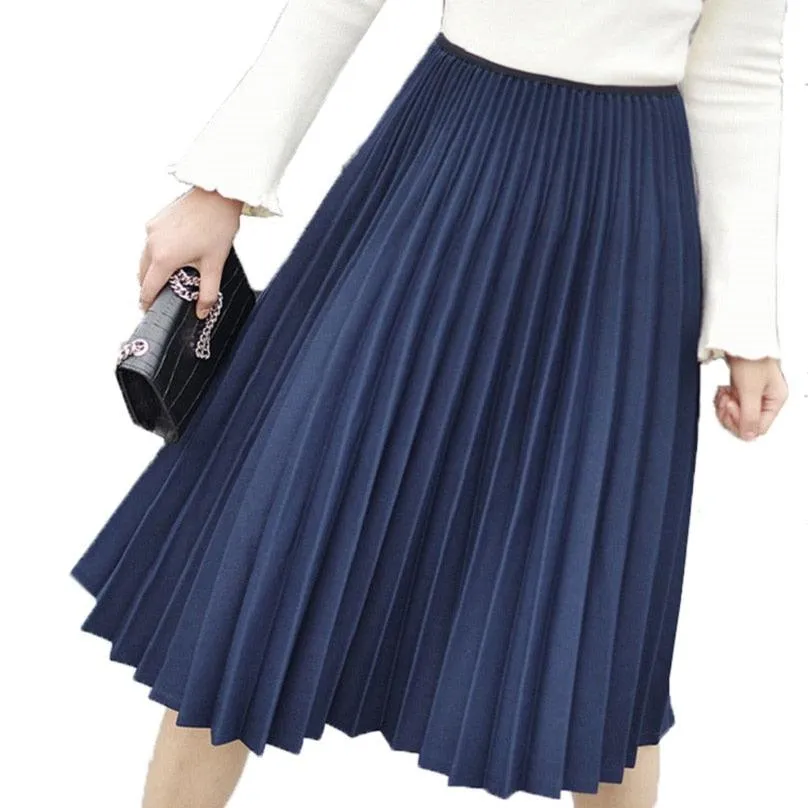 Chic White Pleated Midi Skirt - A Timeless Staple for Style-Conscious Women