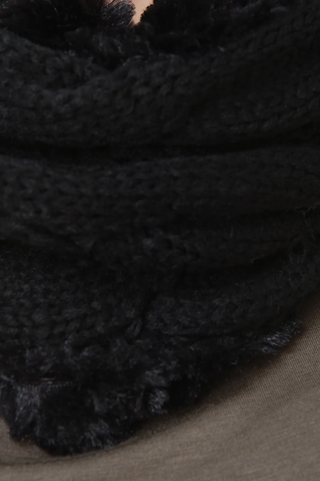 Chunky Knit Fur Lined Circle Scarf