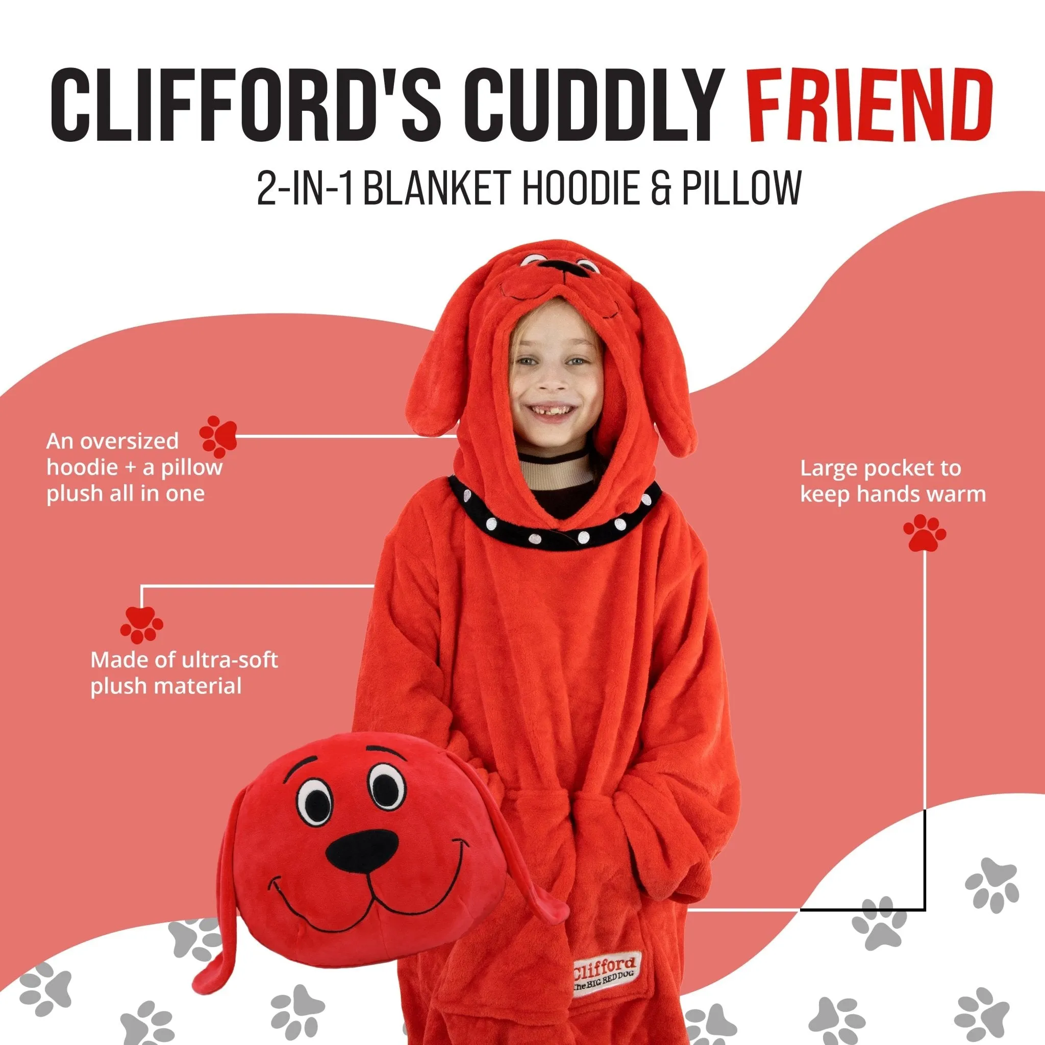 Clifford the Big Red Dog Snugible | Blanket Hoodie & Pillow