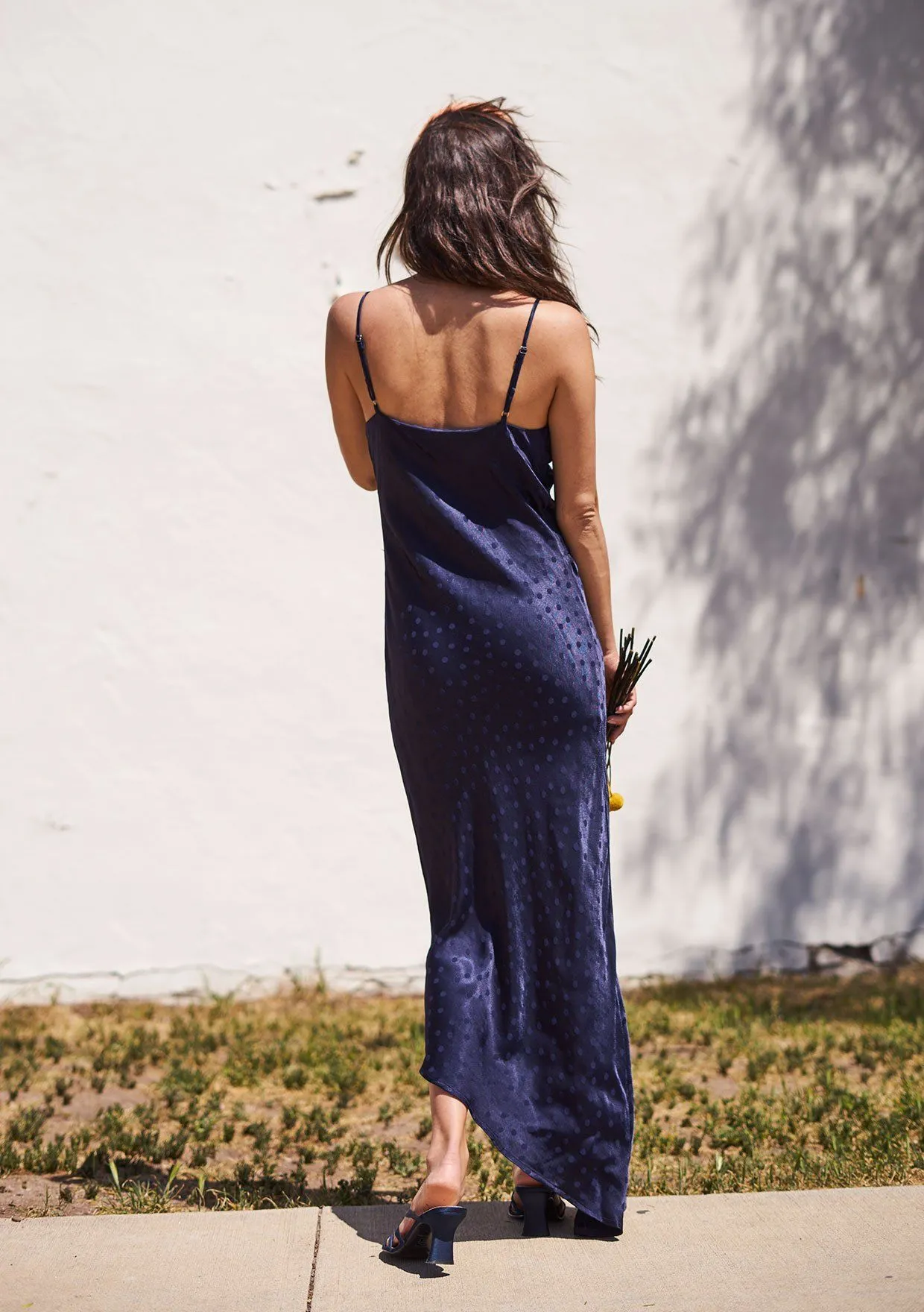 Dot Jacquard Midi Slip Dress