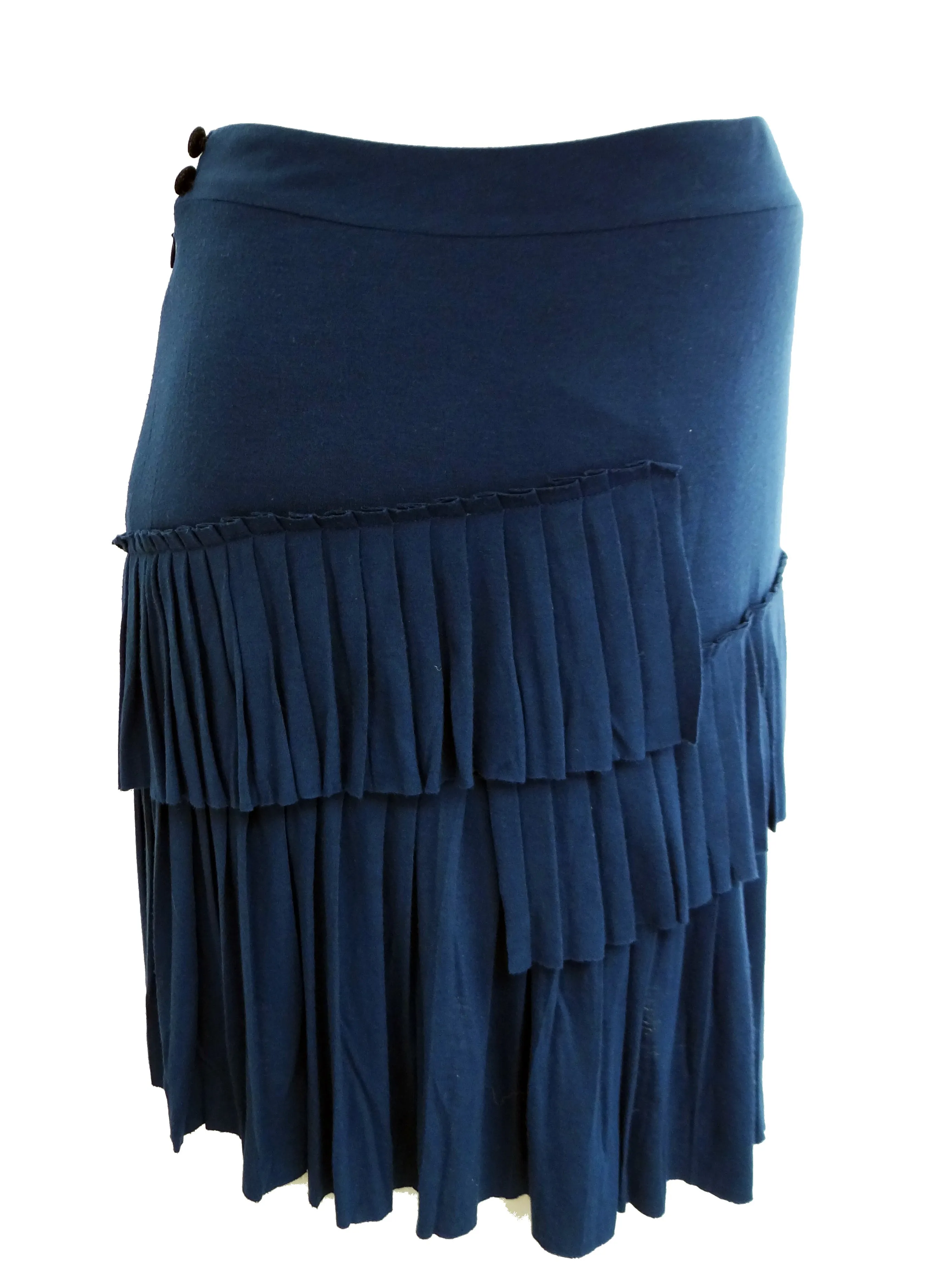 ErotoKritos Navy Jersey  Skirt with Pleated Ruffle, UK10