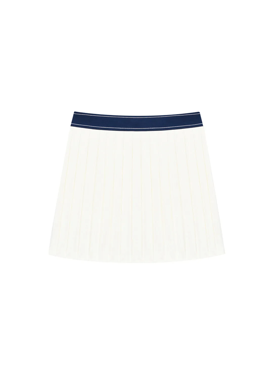 Essential Pique Pleats Skirt- Off White