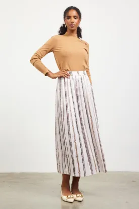 Evelyn Chain Print Pleated Midi Skirt