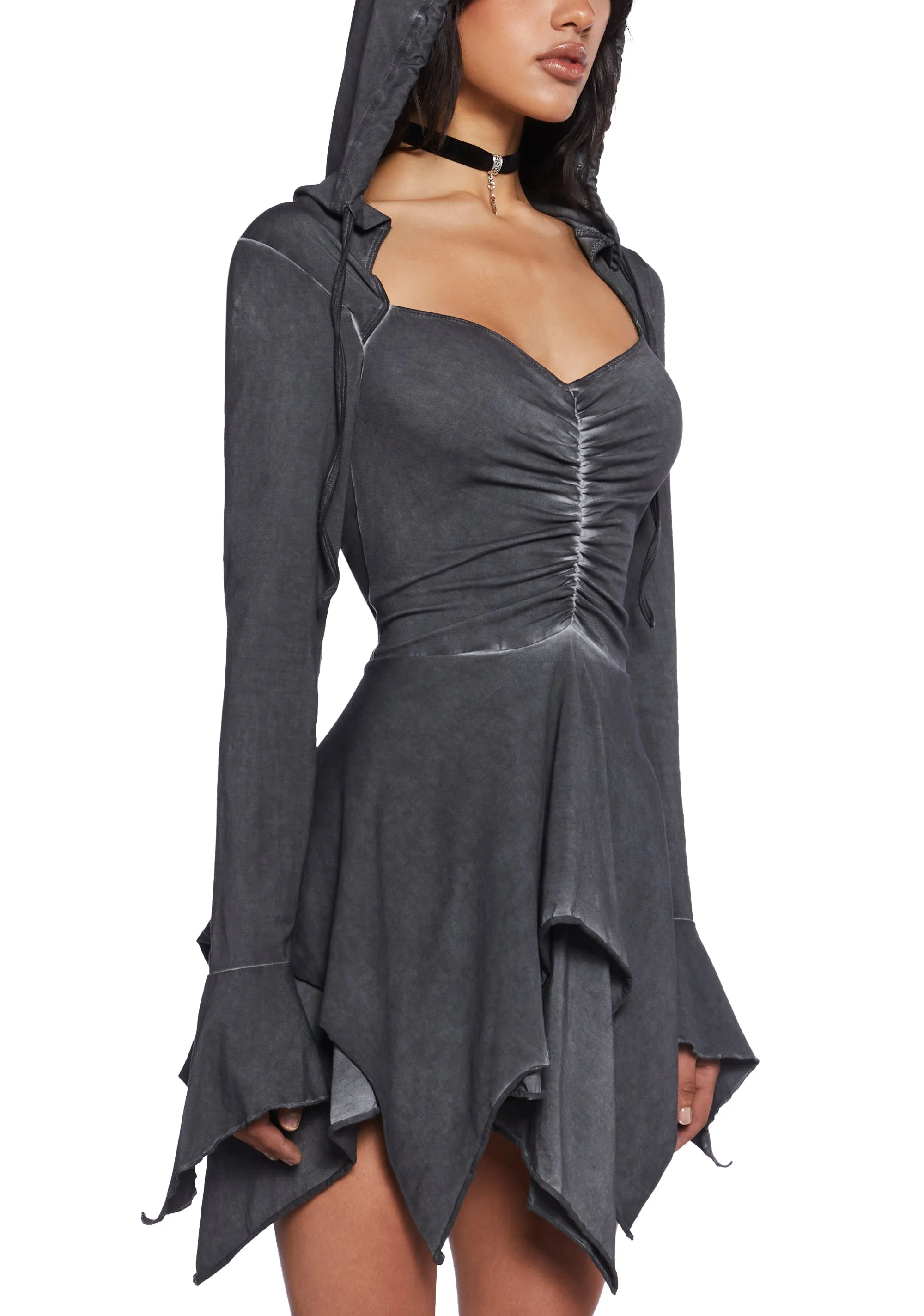 F Is For Fairies® Hooded Mini Dress - Gray