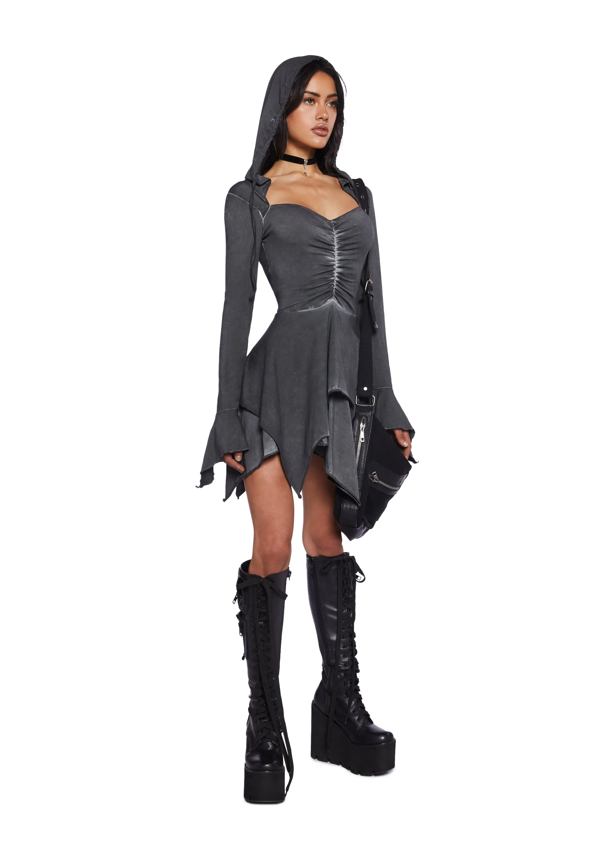 F Is For Fairies® Hooded Mini Dress - Gray