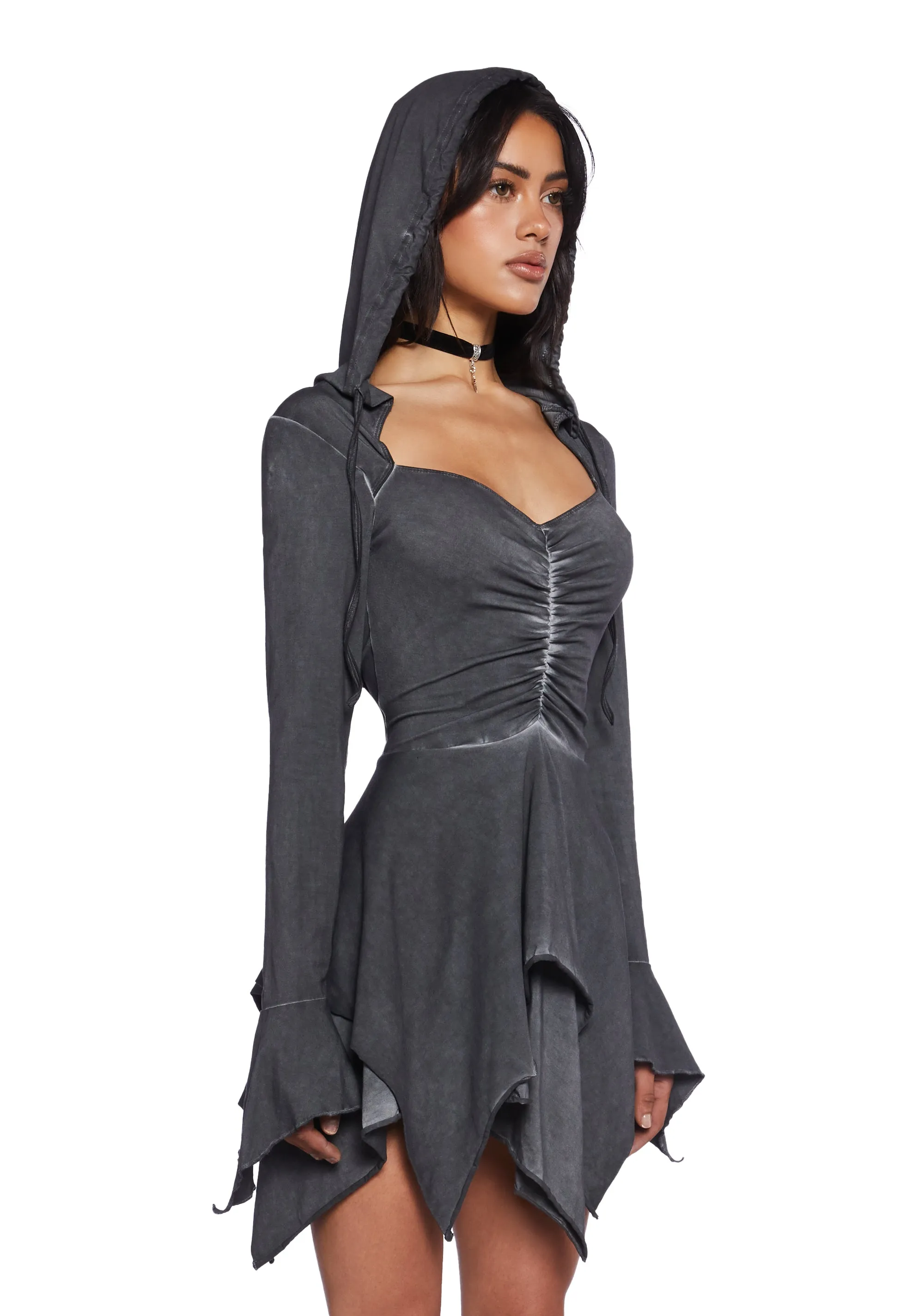 F Is For Fairies® Hooded Mini Dress - Gray