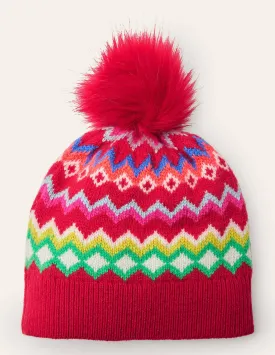 Fair Isle Hat-Rockabilly Red