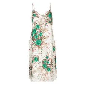 Floral Print Silk Slip Midi Dress