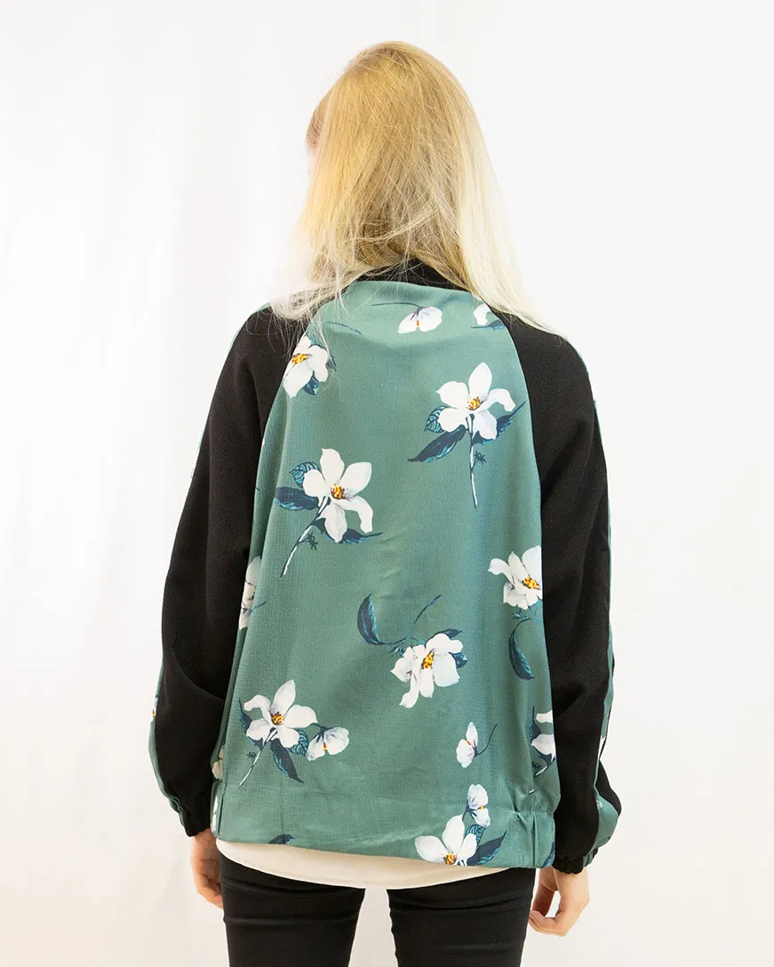 Floral print winter quilted Bomber Jacket (GREEN)