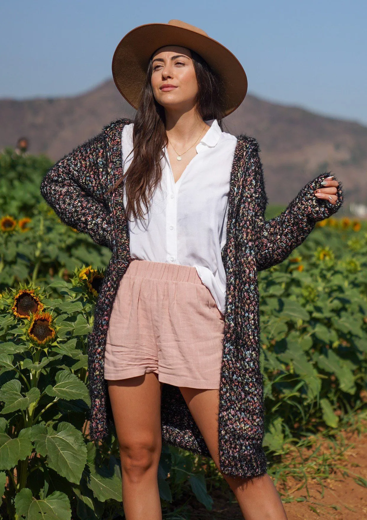 Galaxy Fuzzy Hooded Cardigan