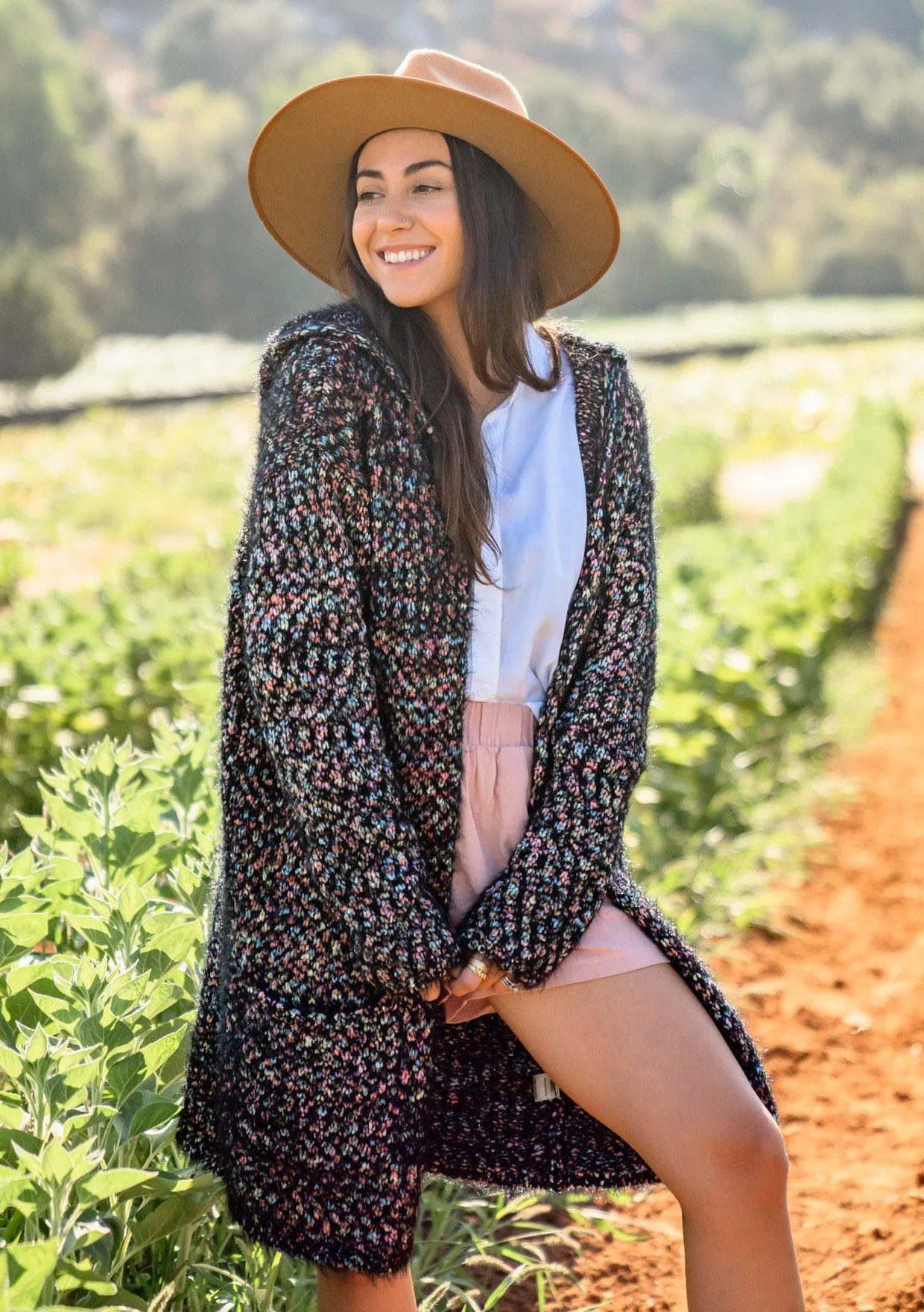 Galaxy Fuzzy Hooded Cardigan